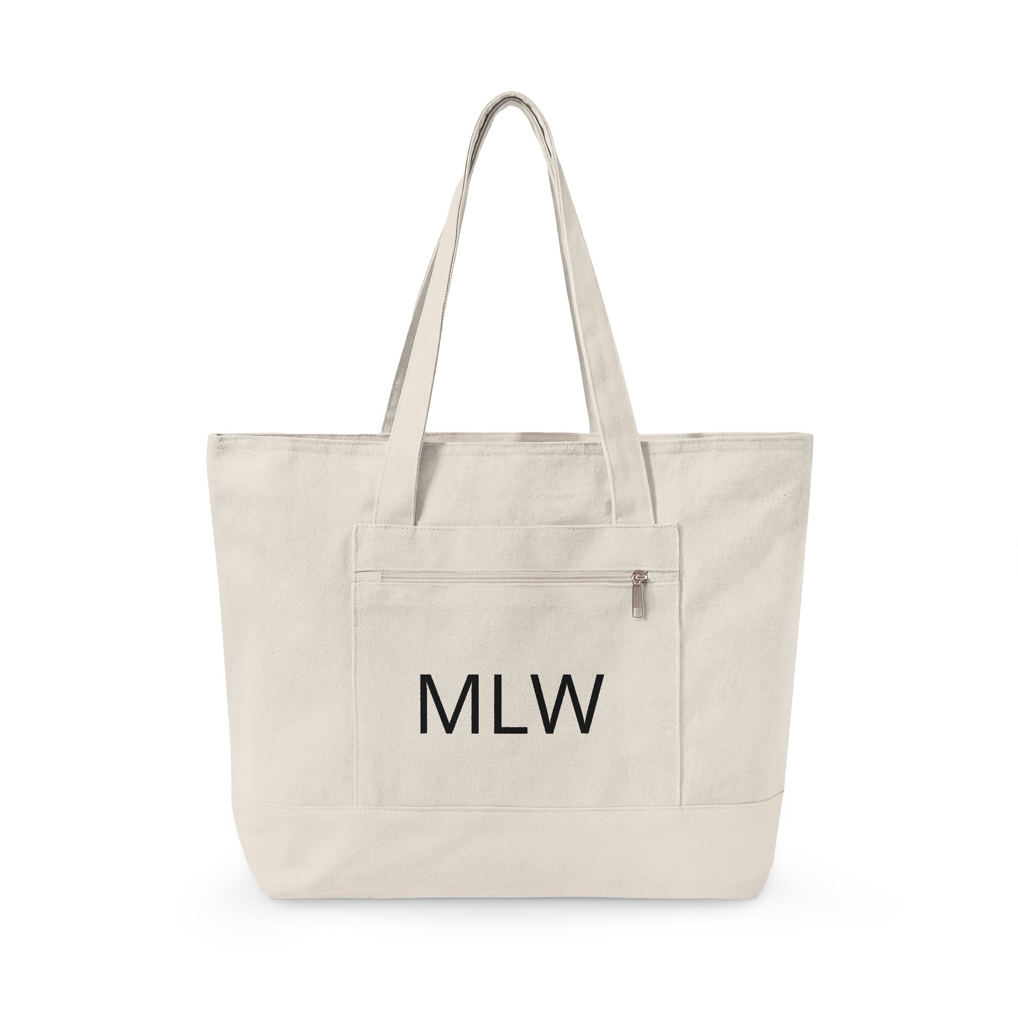 Personalized Canvas Tote Bag — Monogram MLW, Durable Everyday Market Bag