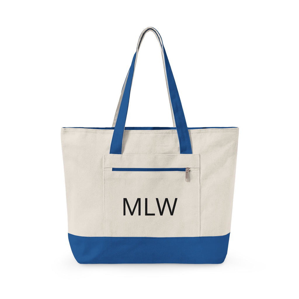Personalized Canvas Tote Bag — Monogram MLW, Durable Everyday Market Bag