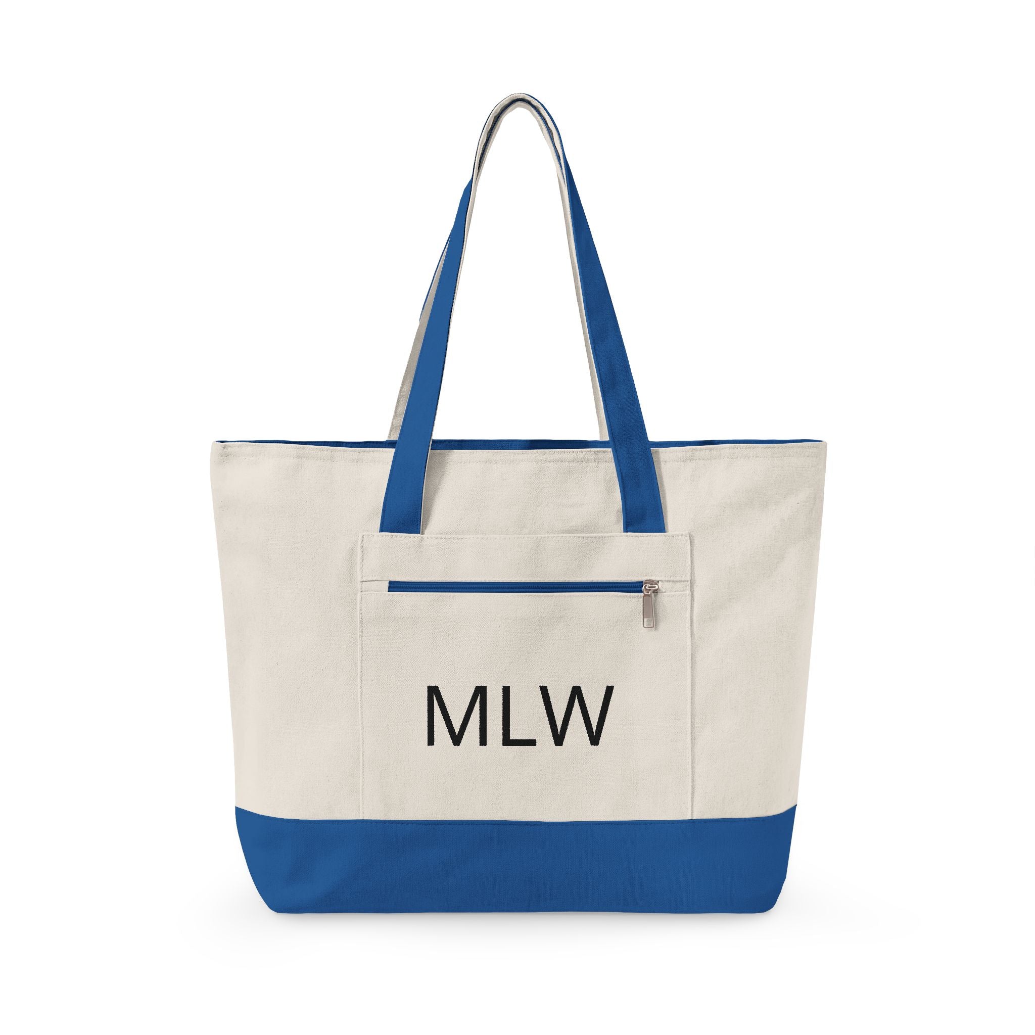 Personalized Canvas Tote Bag — Monogram MLW, Durable Everyday Market Bag