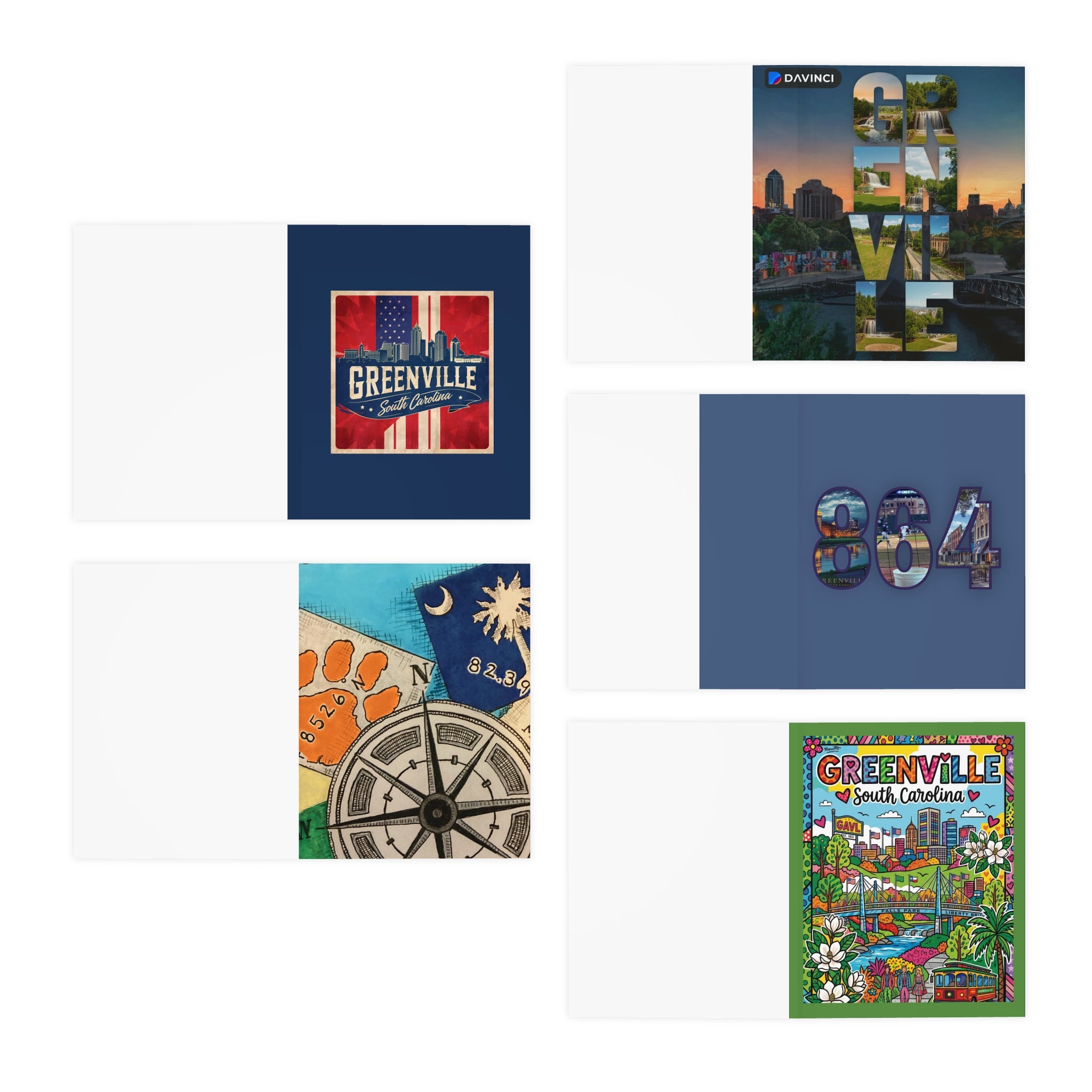Greenville SC 864 Signature Notecard Set — 5-Pack Greeting Cards