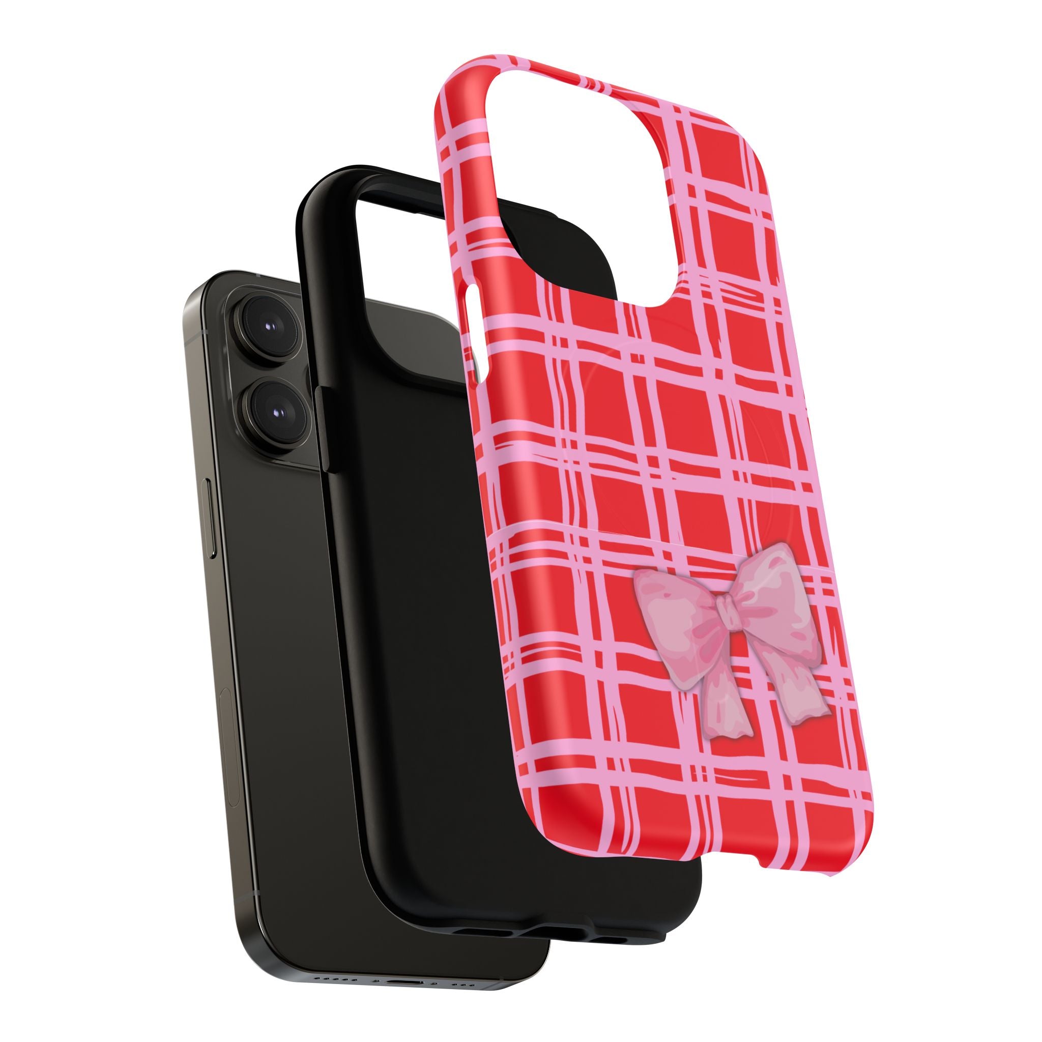 Pink Bow Red & Pink Pattern Tough Magnetic Case