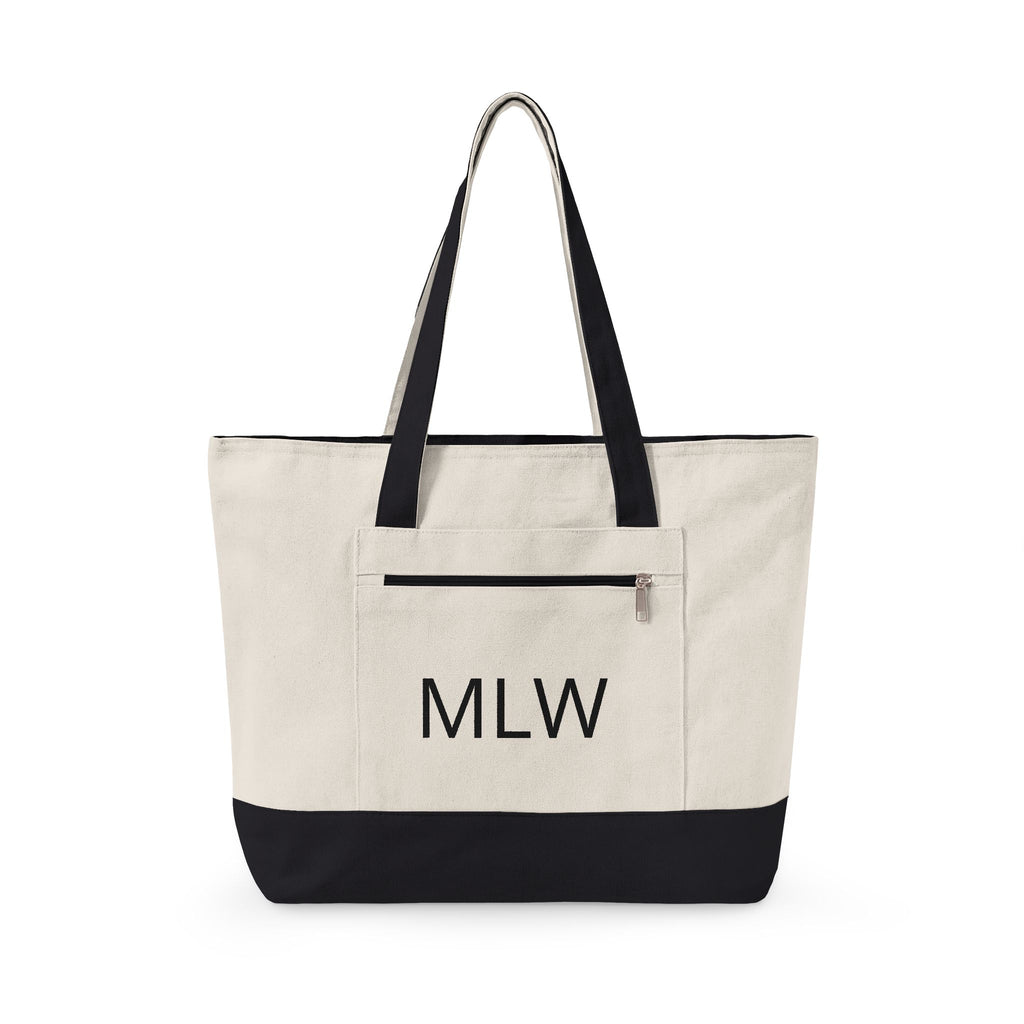Personalized Canvas Tote Bag — Monogram MLW, Durable Everyday Market Bag