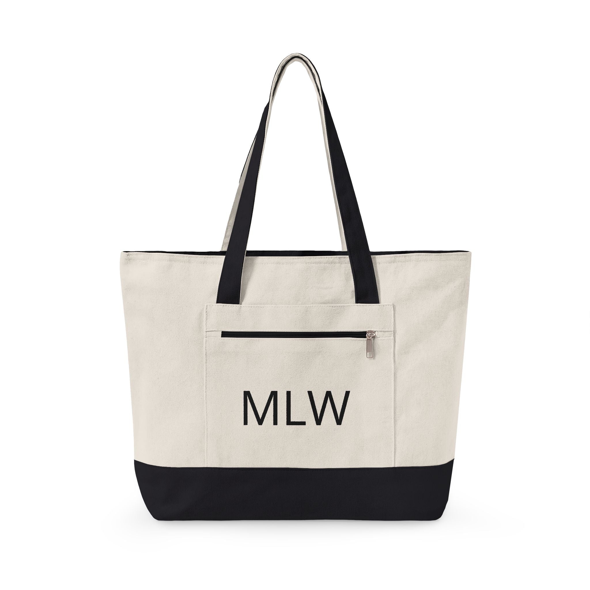 Personalized Canvas Tote Bag — Monogram MLW, Durable Everyday Market Bag