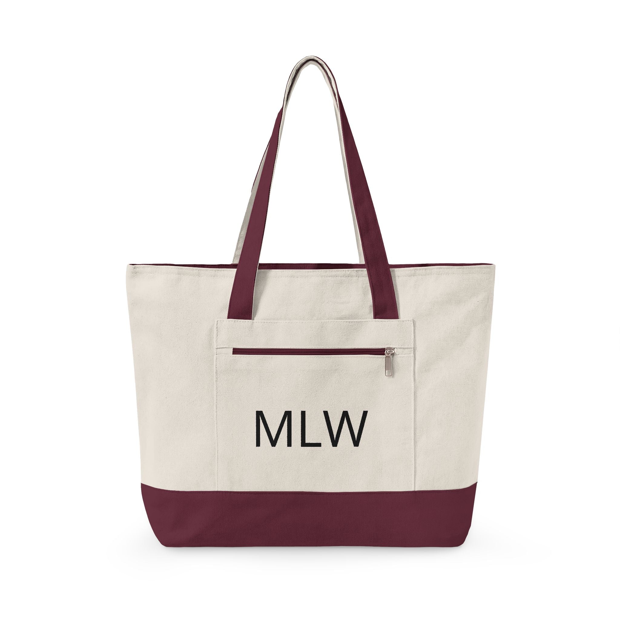 Personalized Canvas Tote Bag — Monogram MLW, Durable Everyday Market Bag