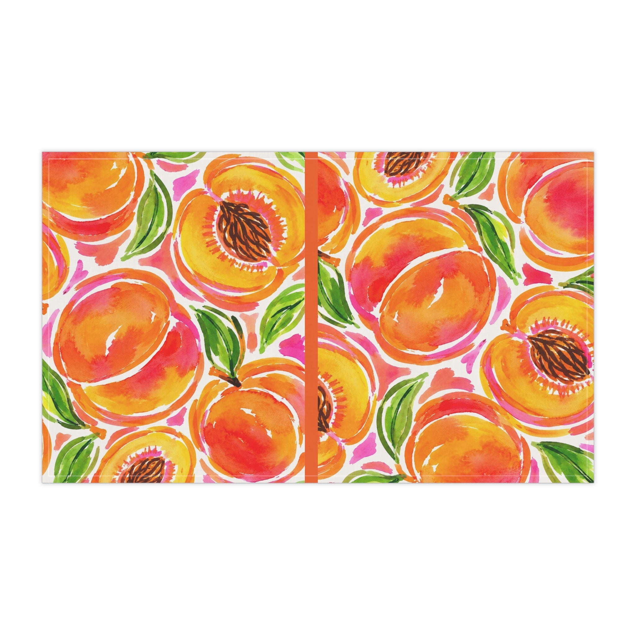 Peach Watercolor Cotton Tea Towel Bright Summer Kitchen Hand Towel