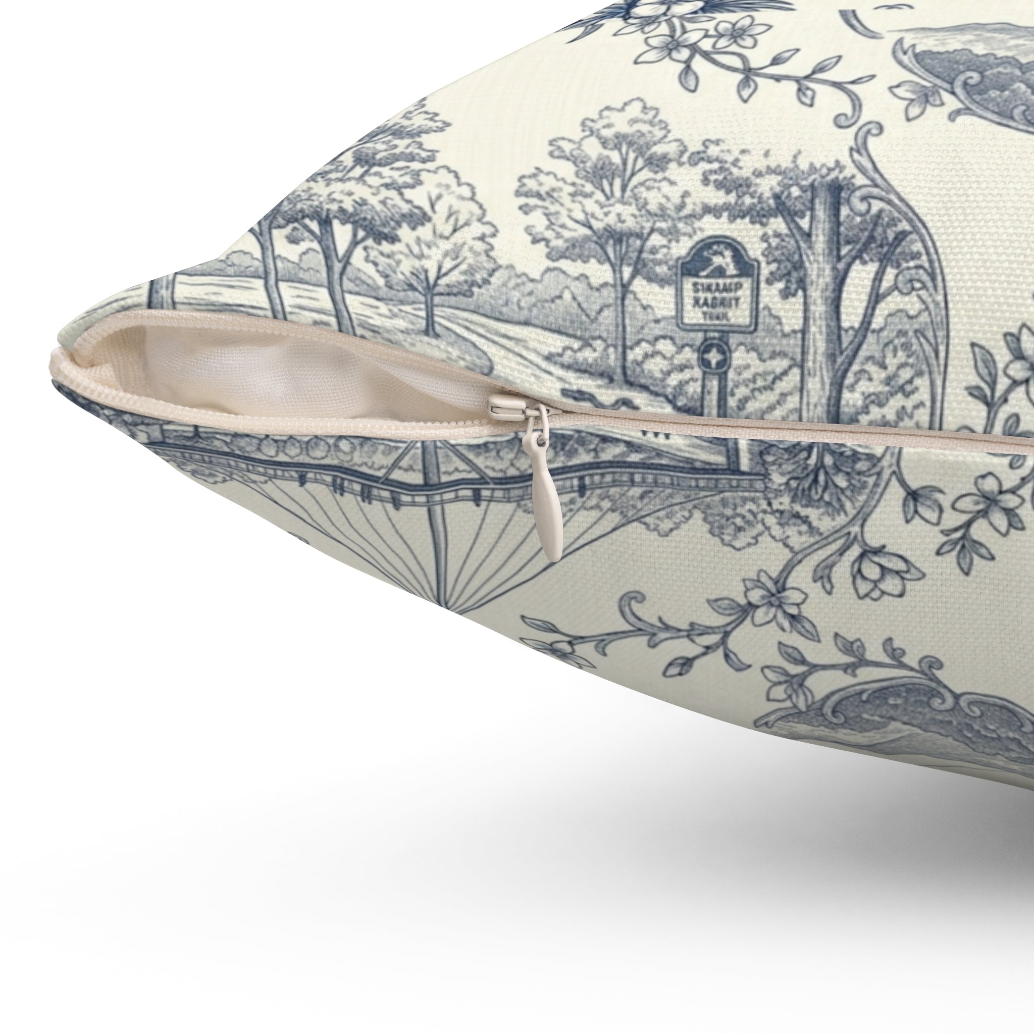 Greenville SC Toile Square Pillow — Southern Cityscape Decorative Pillow