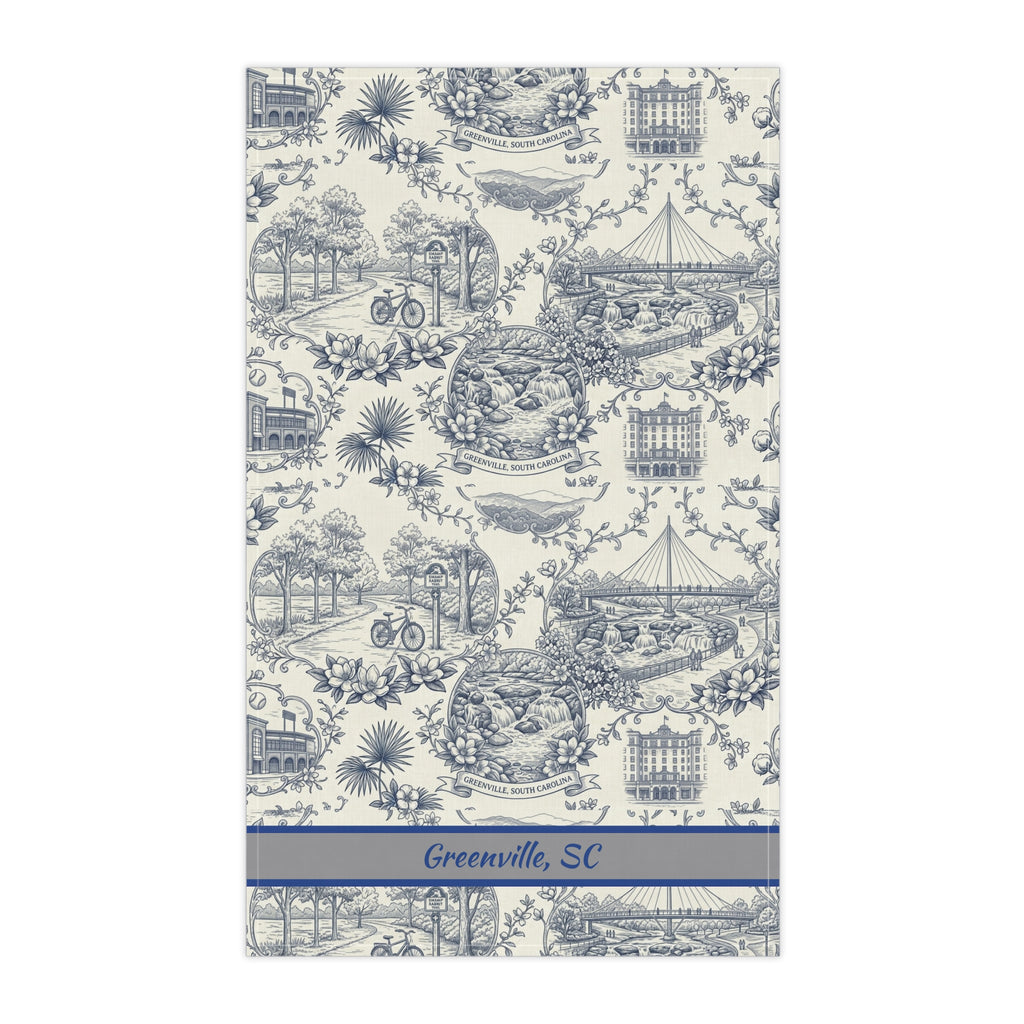 Greenville, SC Toile Kitchen Towel — Decorative Cotton-Poly Tea Towel
