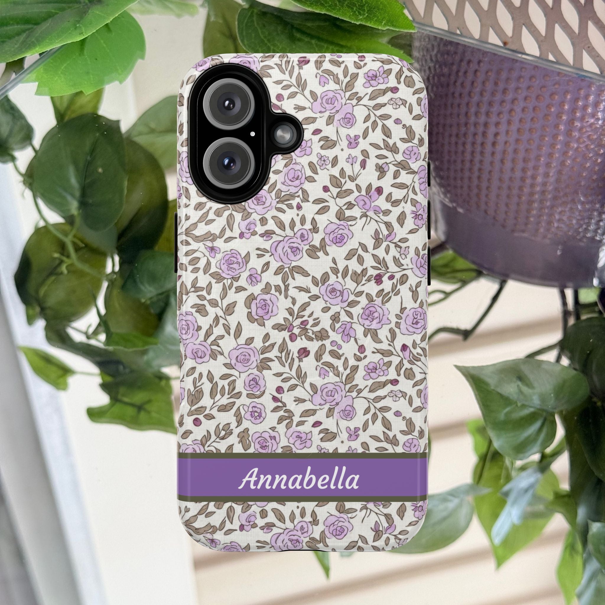 Personalized Lavender Floral Tough Magnetic Case