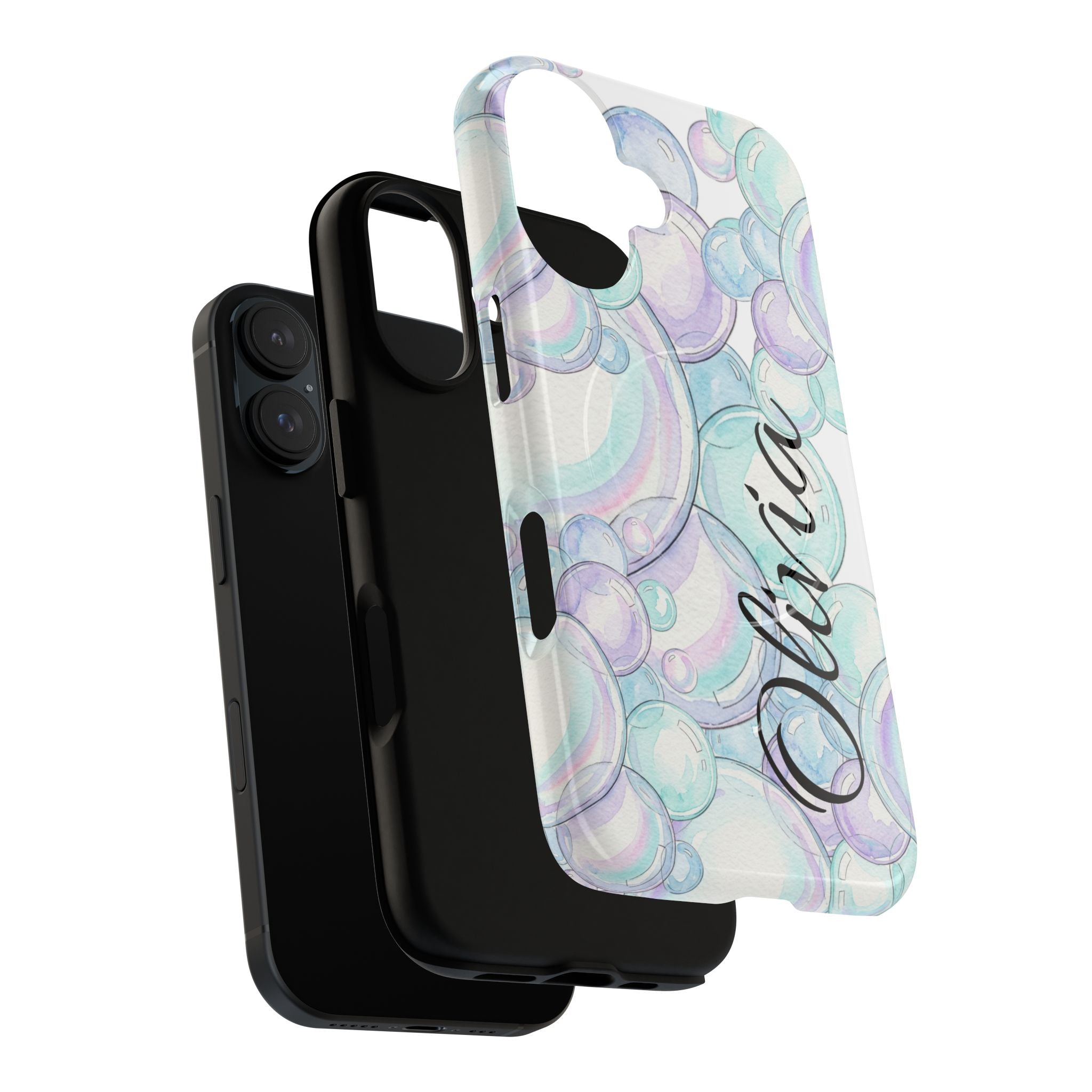 Watercolor Bubbles Magnetic Phone Case - Personalizable