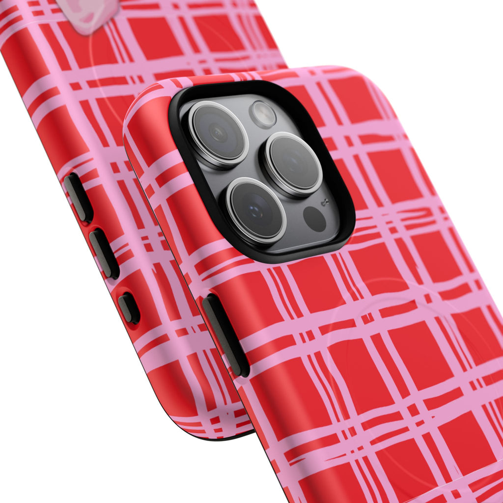 Pink Bow Red & Pink Pattern Tough Magnetic Case