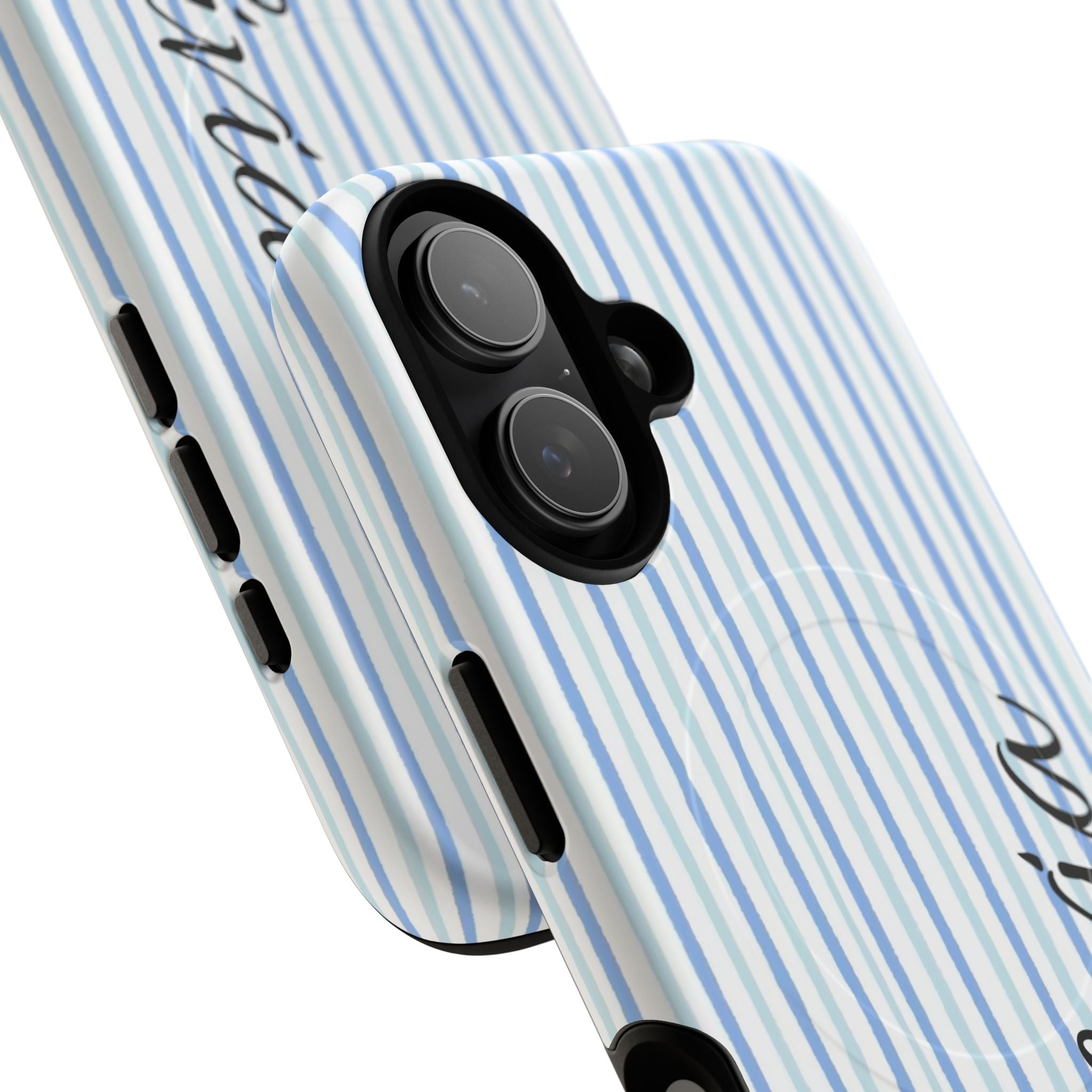 Personalized Light Blue Striped Tough Magnetic Phone Case