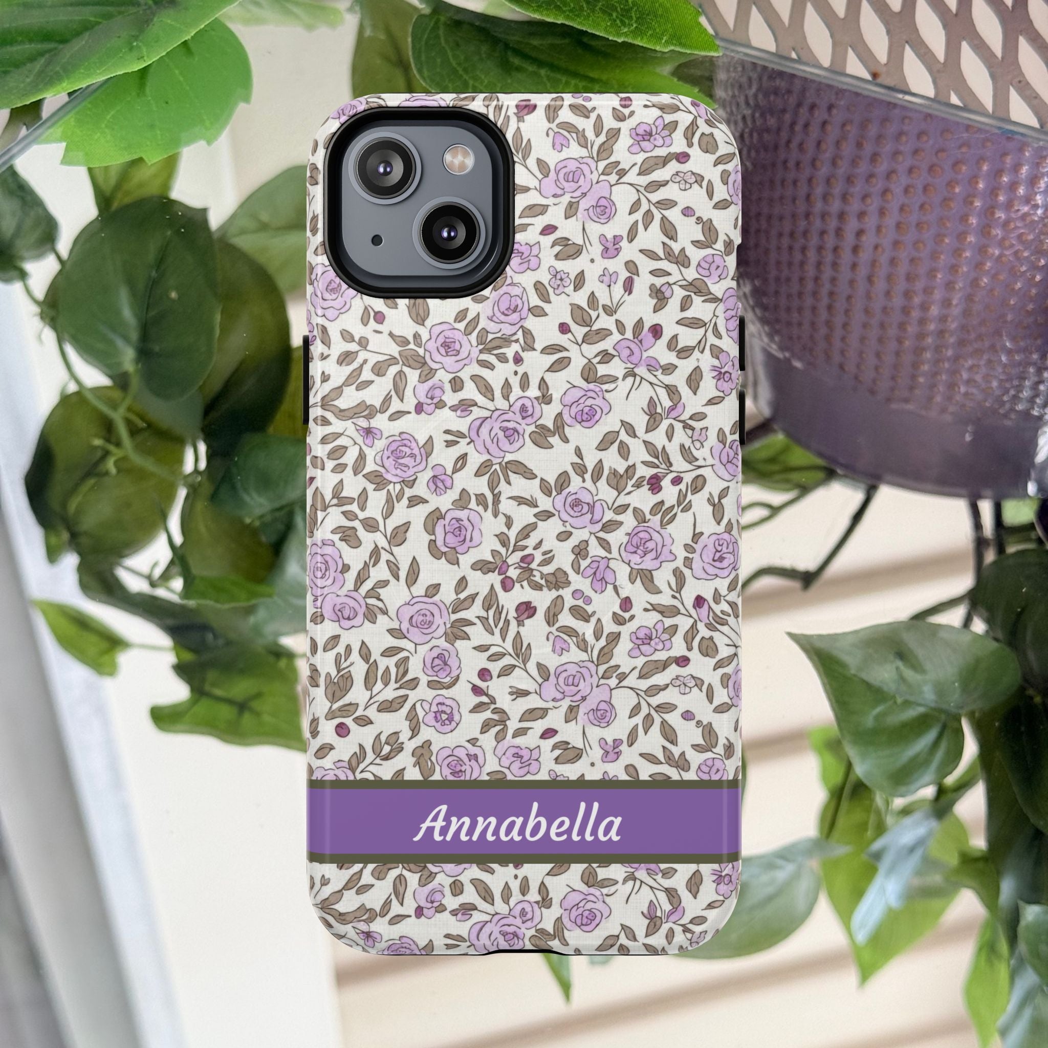 Personalized Lavender Floral Tough Magnetic Case