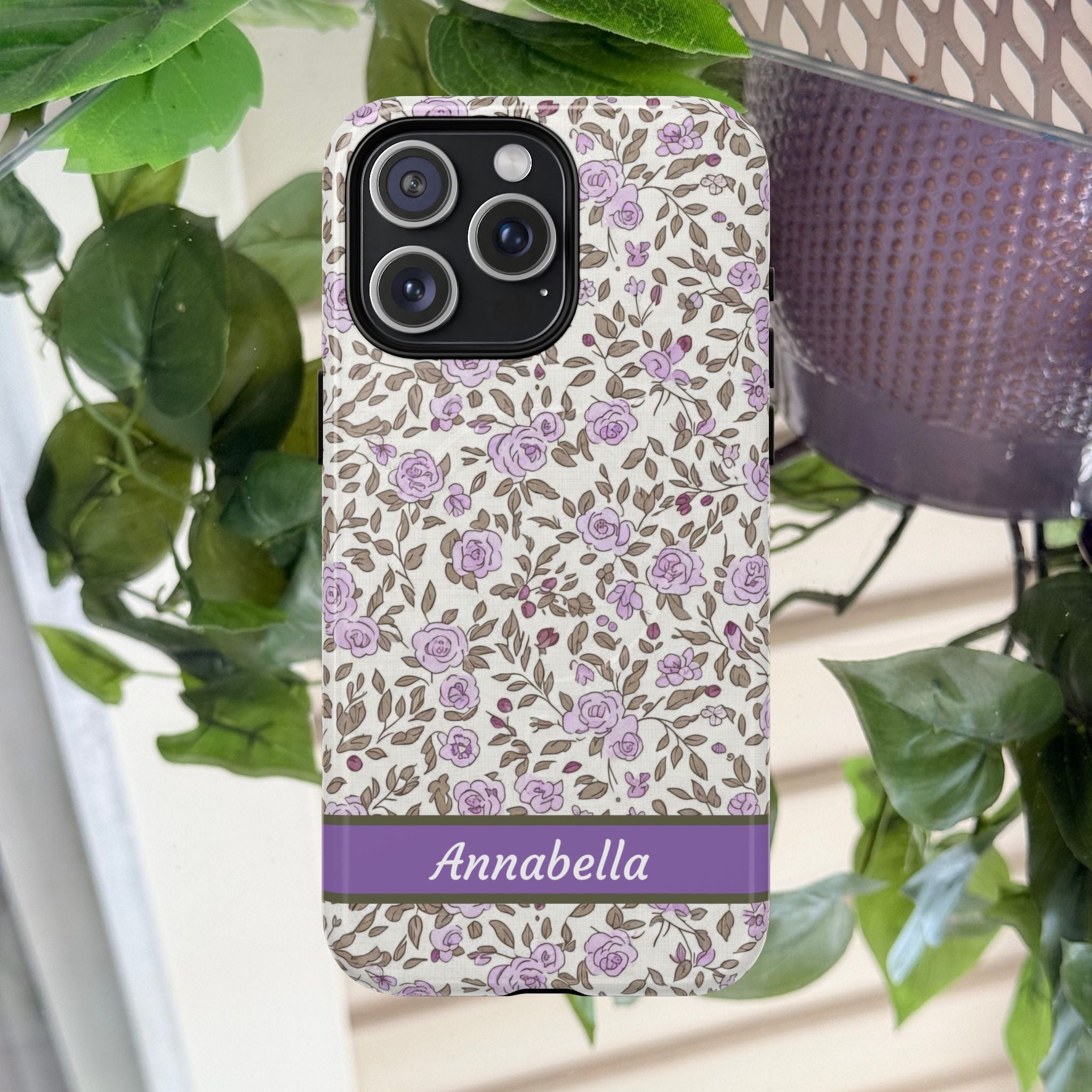 Personalized Lavender Floral Tough Magnetic Case