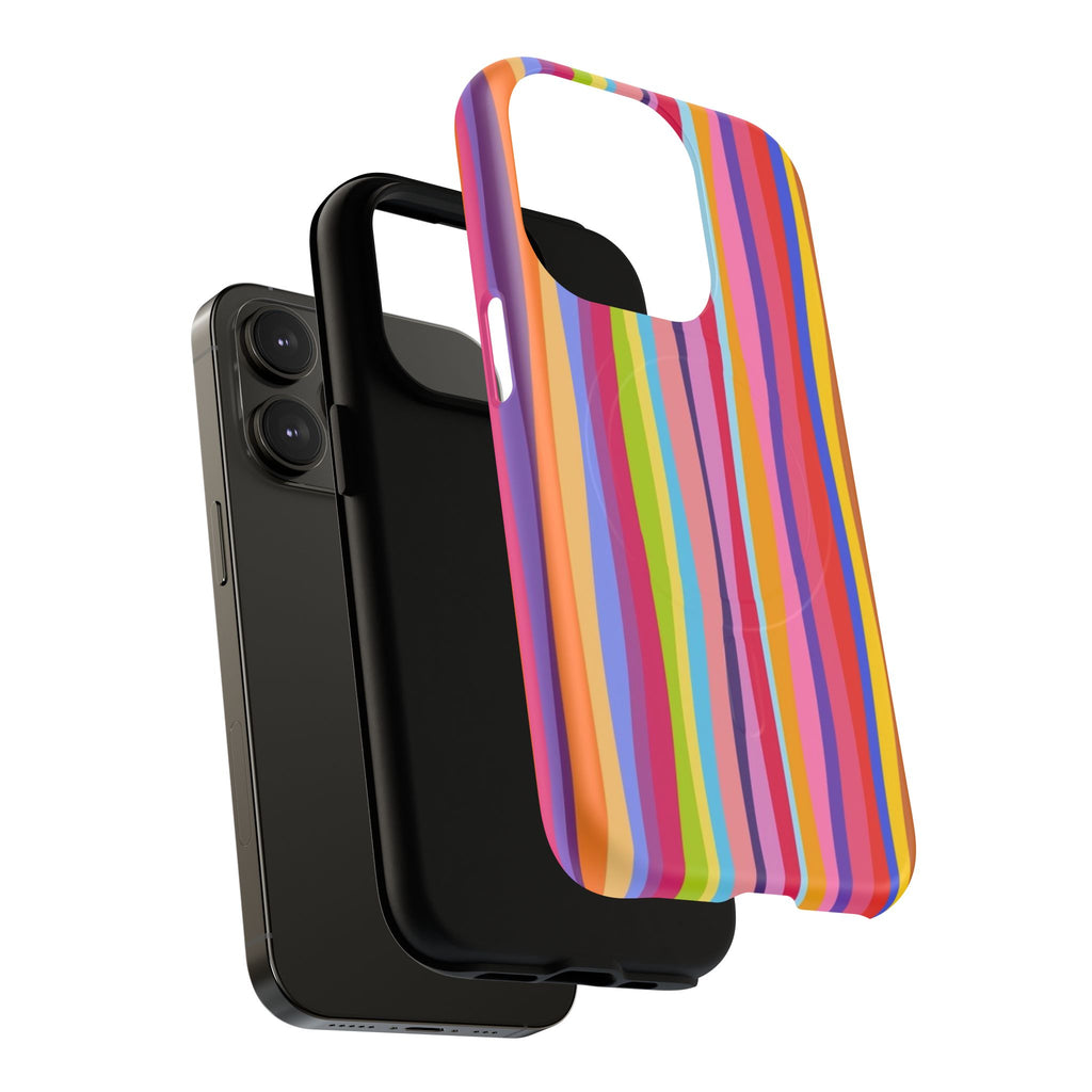 Colorful Stripes Tough Magnetic Case Protective Phone Case with Custom Stripe Design