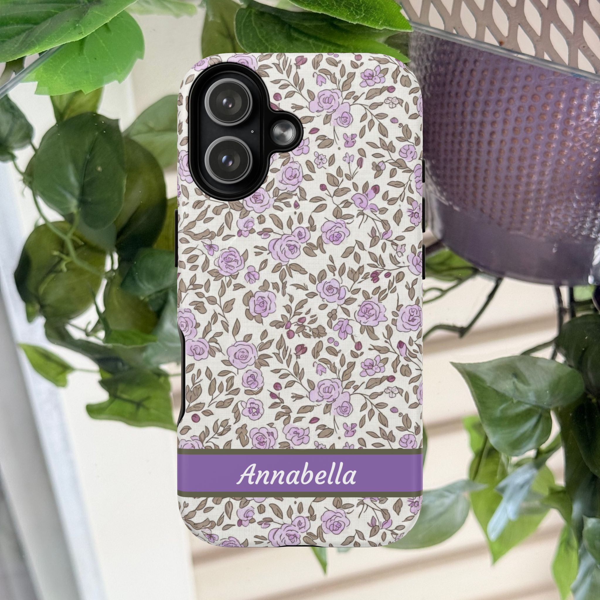 Personalized Lavender Floral Tough Magnetic Case