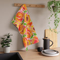 Peach Watercolor Cotton Tea Towel Bright Summer Kitchen Hand Towel
