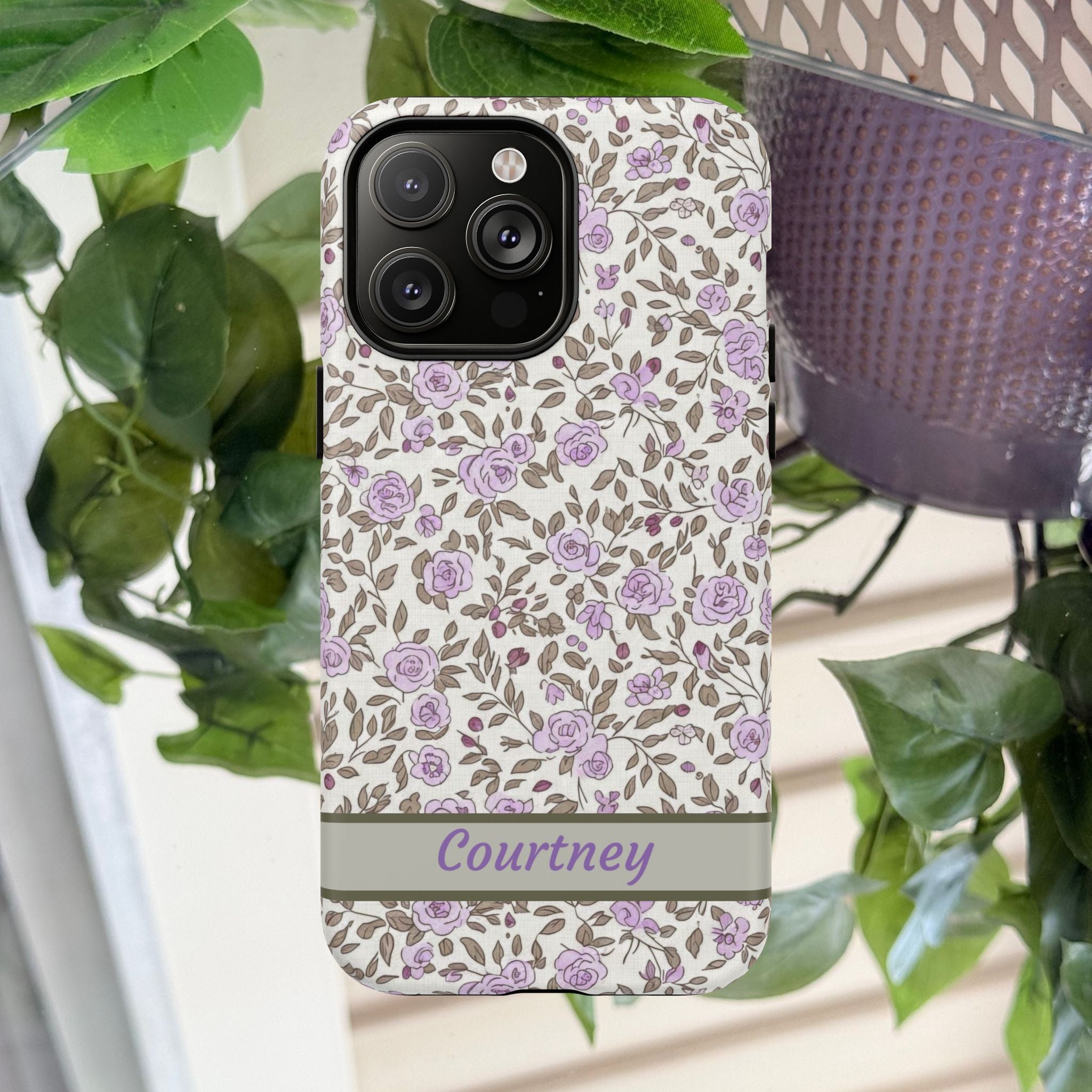 Personalized Lavender Floral Tough Magnetic Case