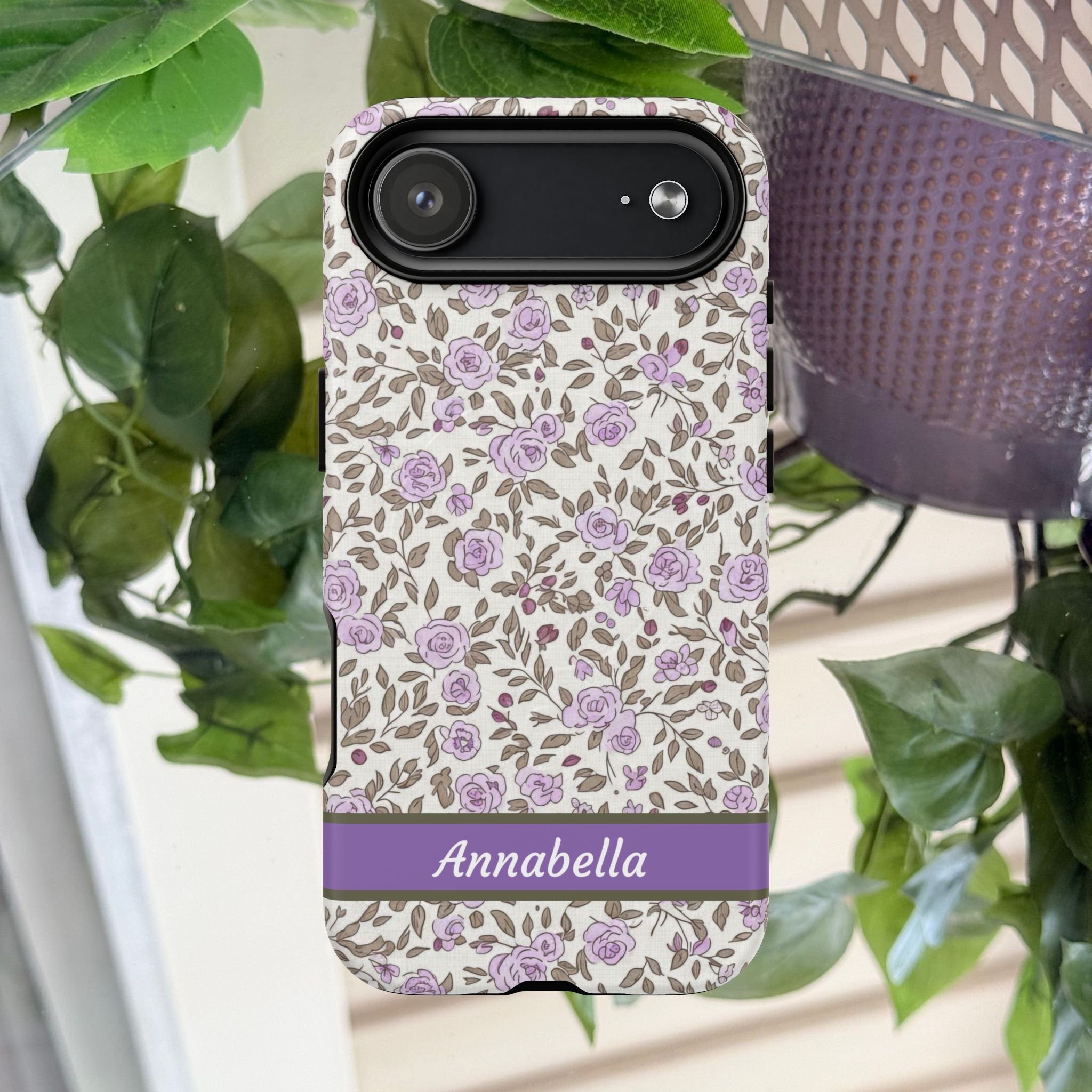 Personalized Lavender Floral Tough Magnetic Case