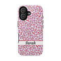 Personalizable Red and Pink Floral Tough Magnetic Case Customizable Phone Case