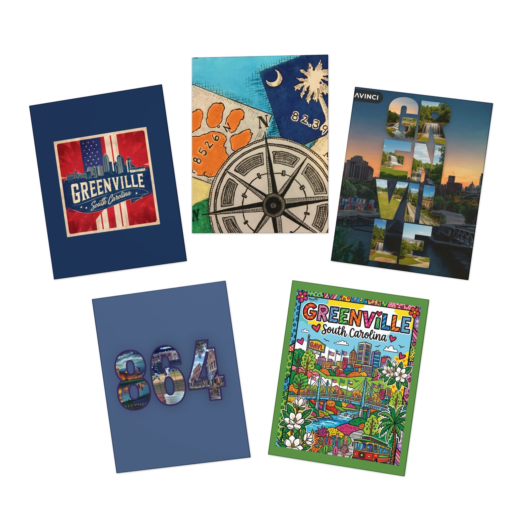 Greenville SC 864 Signature Notecard Set — 5-Pack Greeting Cards