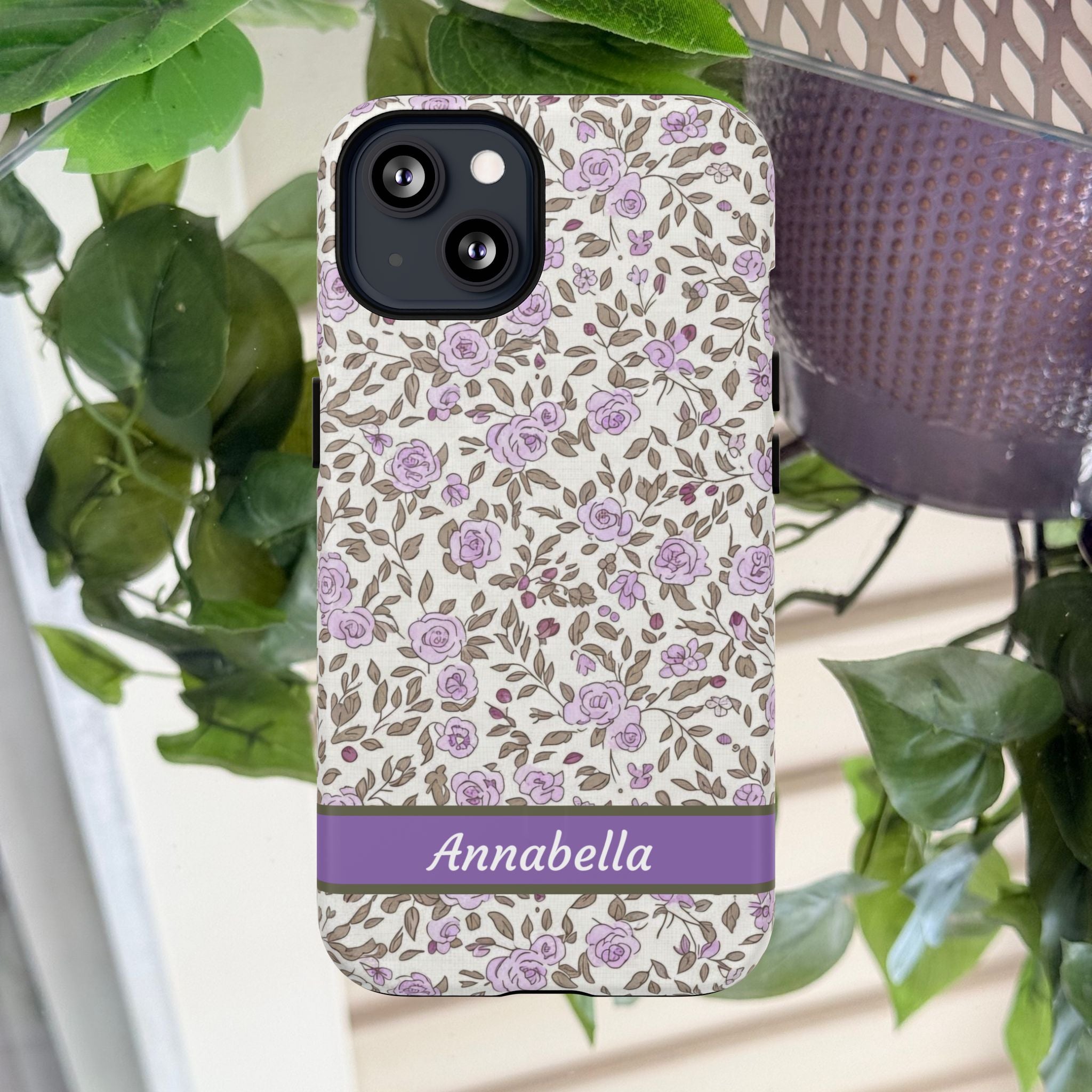 Personalized Lavender Floral Tough Magnetic Case