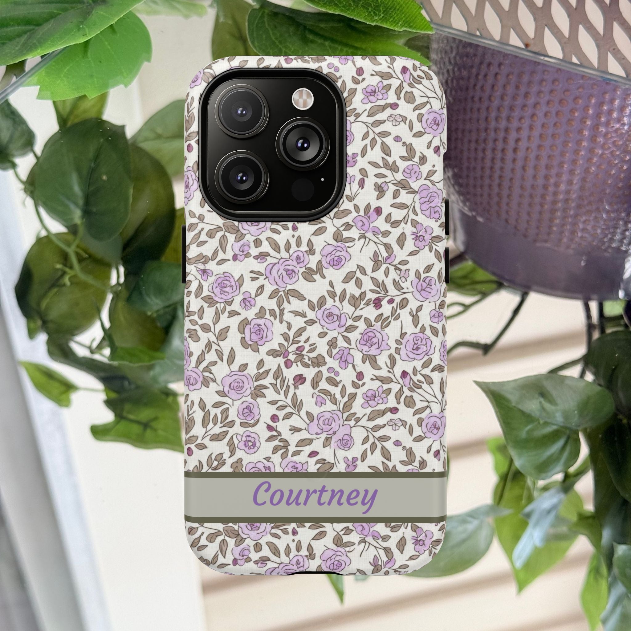 Personalized Lavender Floral Tough Magnetic Case