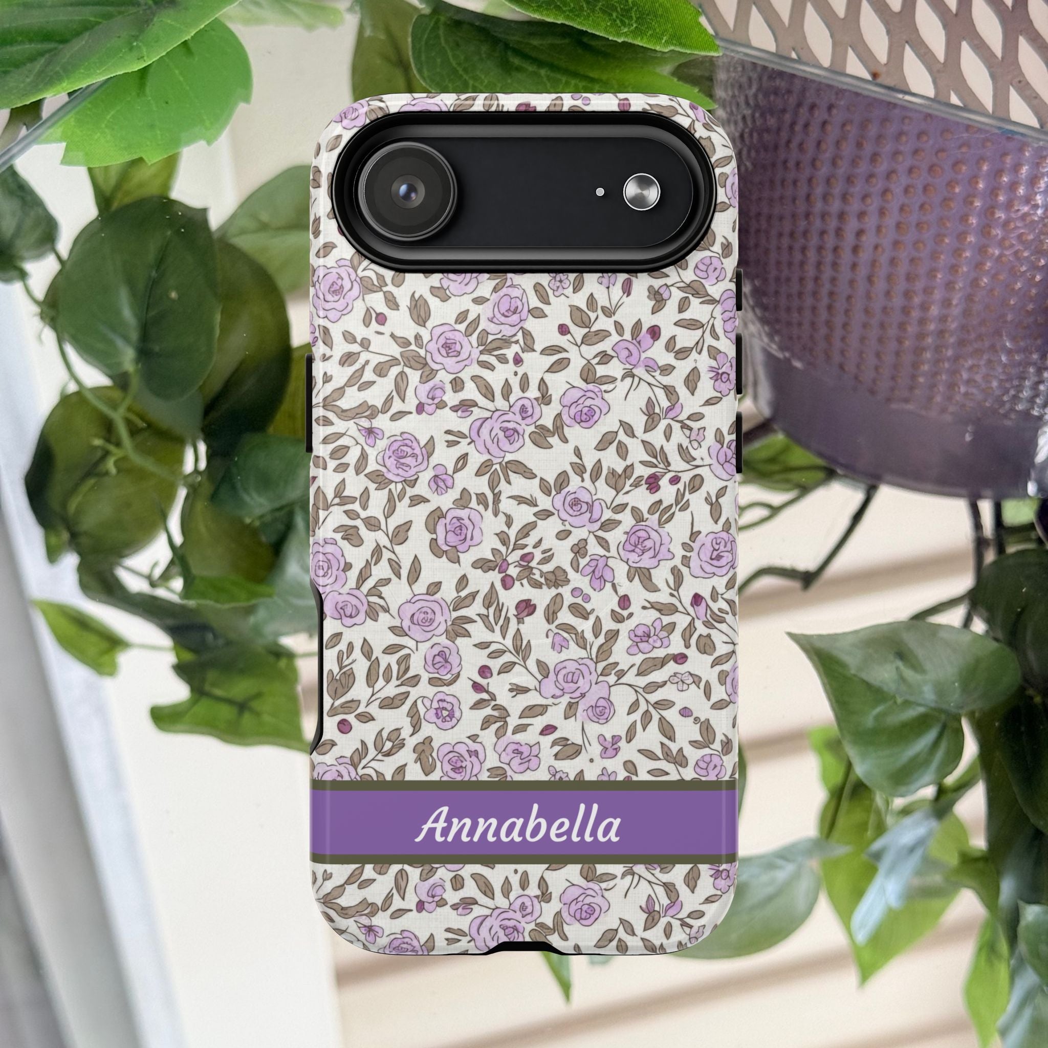 Personalized Lavender Floral Tough Magnetic Case