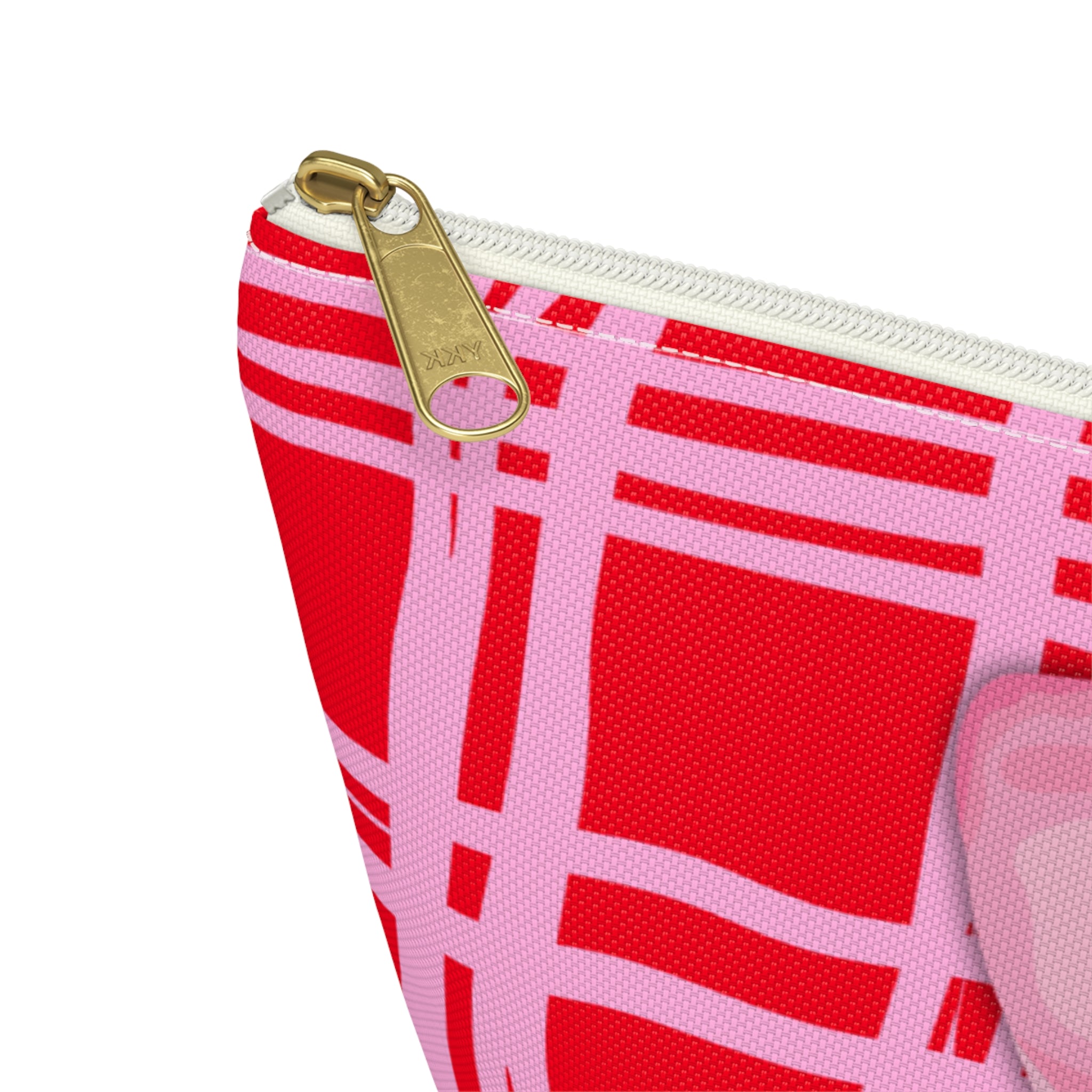 Preppy Pink Bow Red & Pink Pattern Accessory Pouch