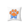 Preppy Blue Striped Bow Tiger Paw Pillow