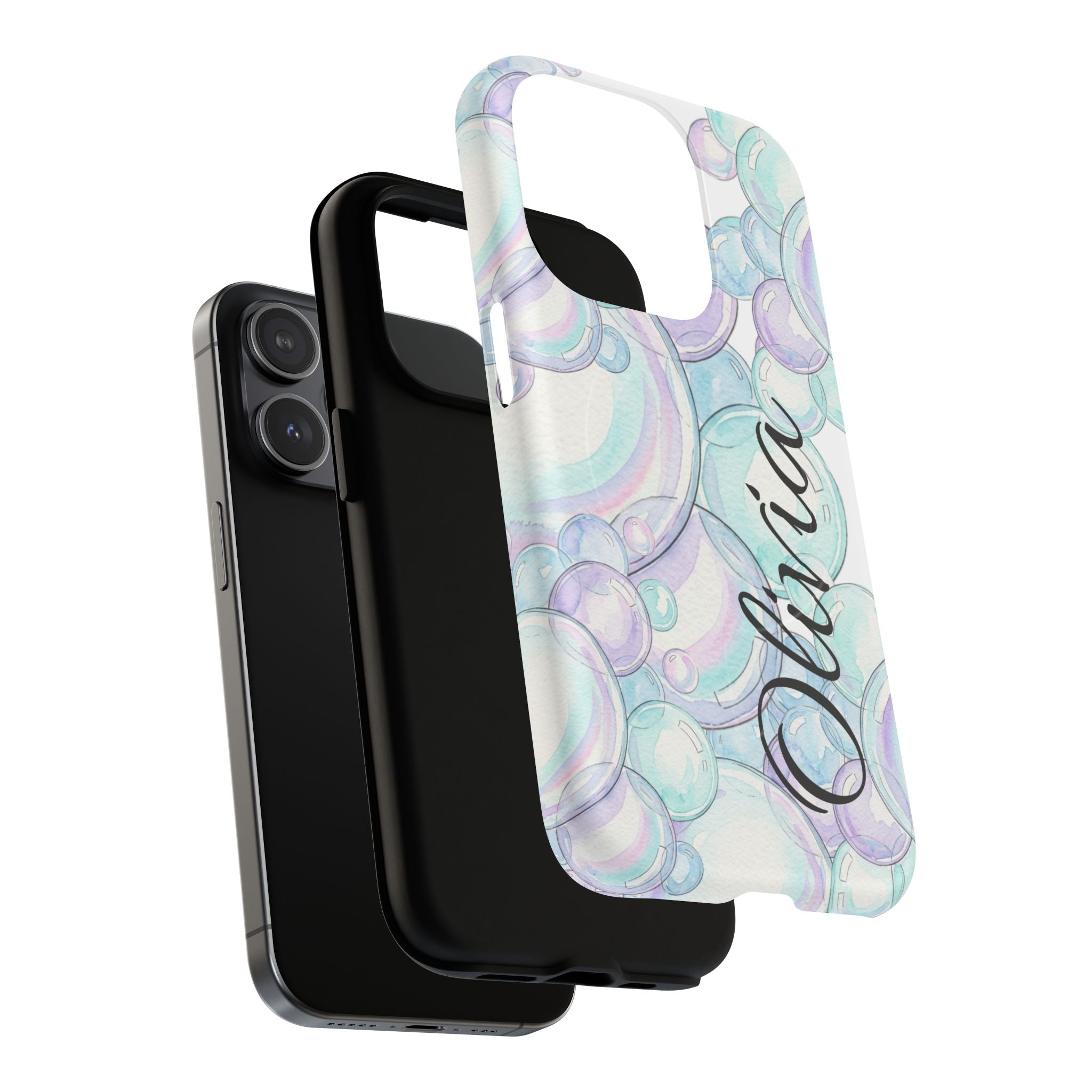 Watercolor Bubbles Magnetic Phone Case - Personalizable