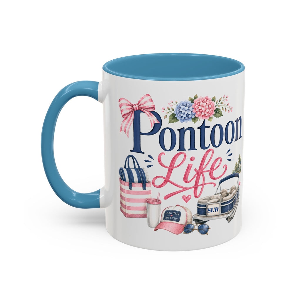 Pontoon Life Accent Coffee Mug Personalized 11oz & 15oz Coffee Cup