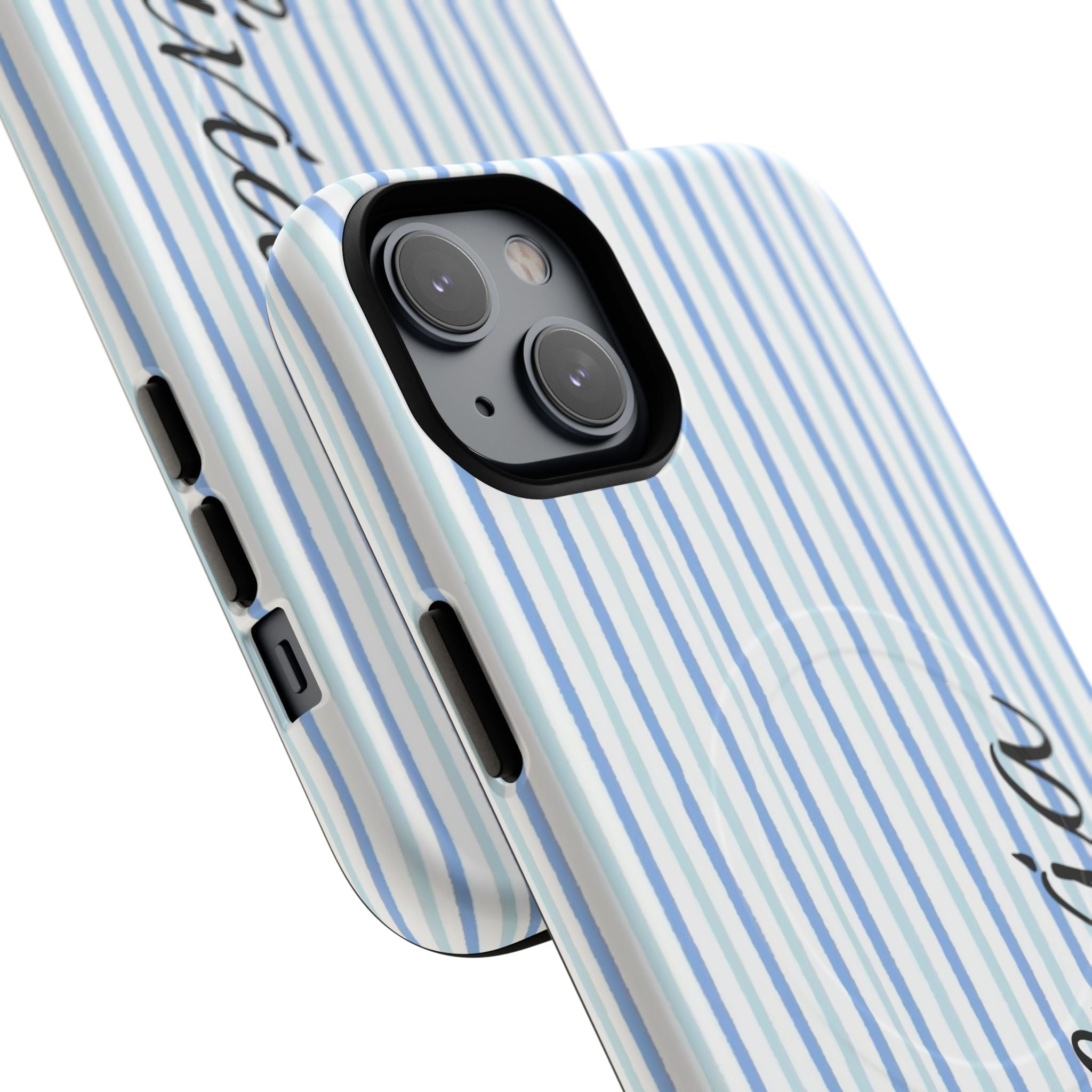 Personalized Light Blue Striped Tough Magnetic Phone Case