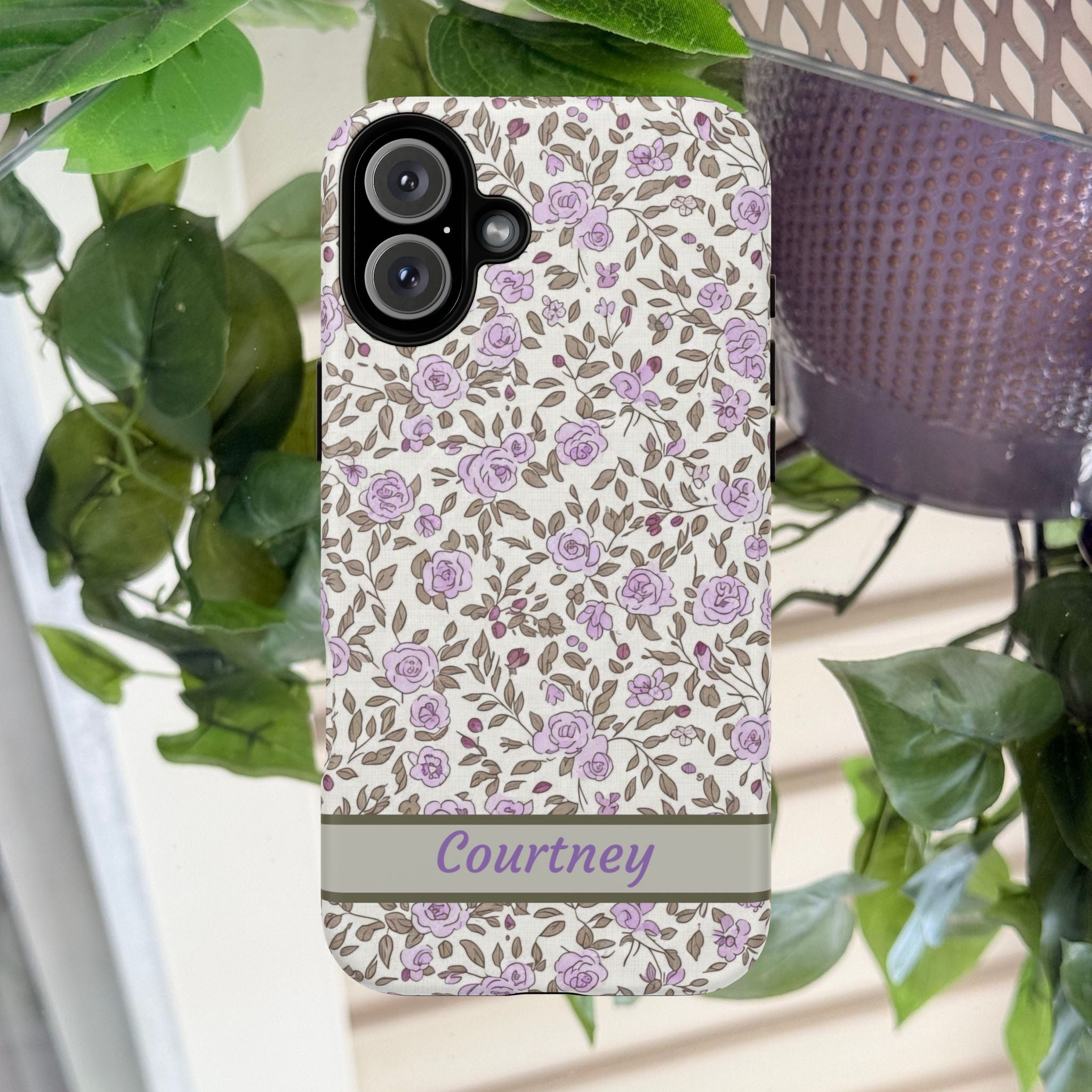 Personalized Lavender Floral Tough Magnetic Case