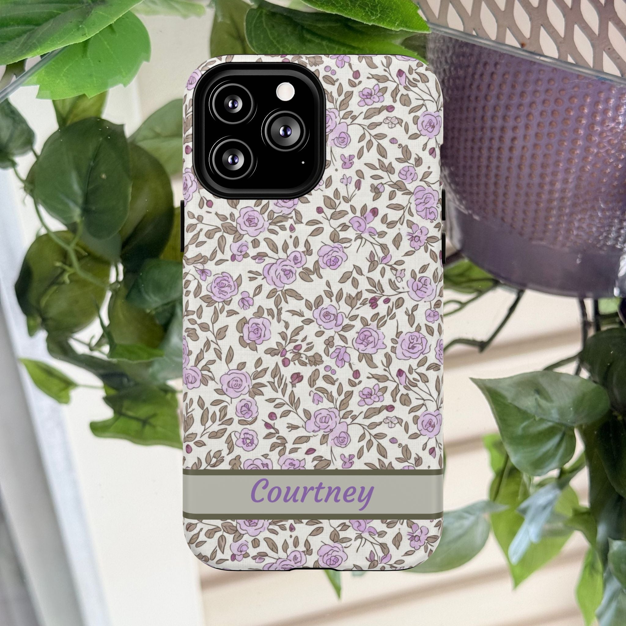 Personalized Lavender Floral Tough Magnetic Case