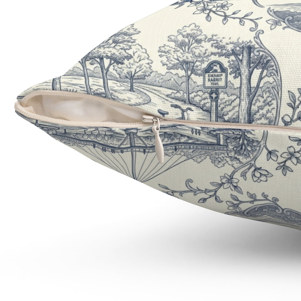 Greenville SC Blue Toile Square Pillow Southern Cityscape Decorative Pillow