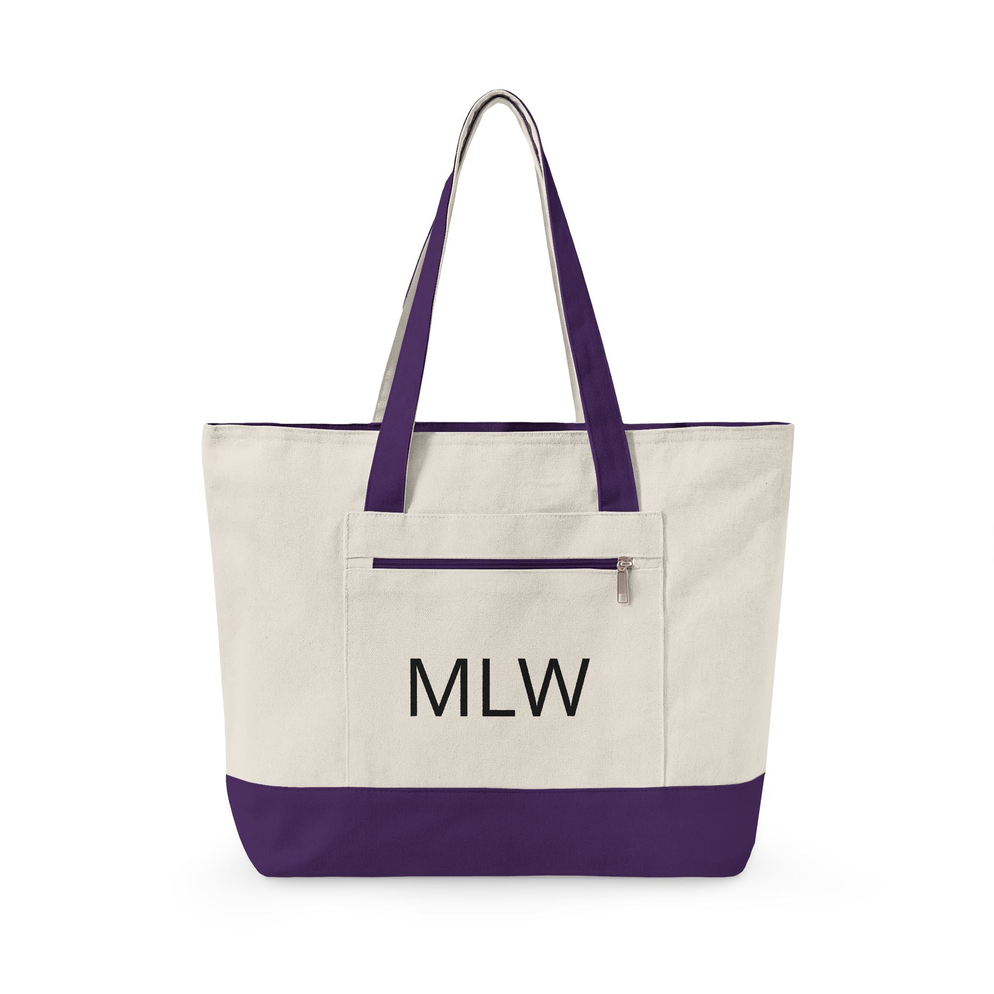 Personalized Canvas Tote Bag — Monogram MLW, Durable Everyday Market Bag