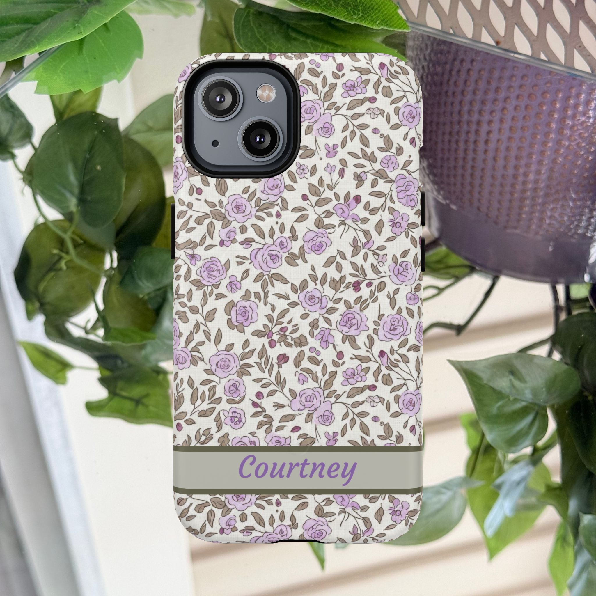 Personalized Lavender Floral Tough Magnetic Case