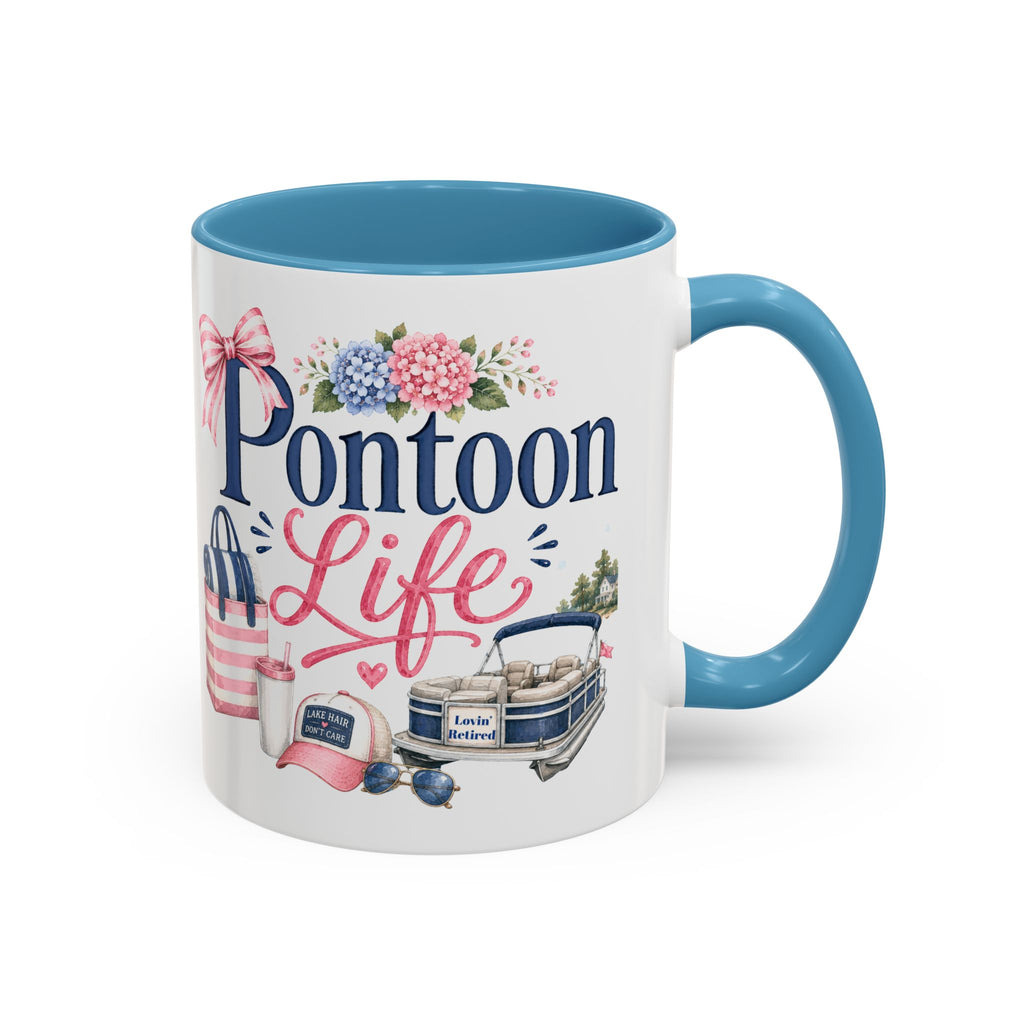Pontoon Life Accent Coffee Mug Personalized 11oz & 15oz Coffee Cup