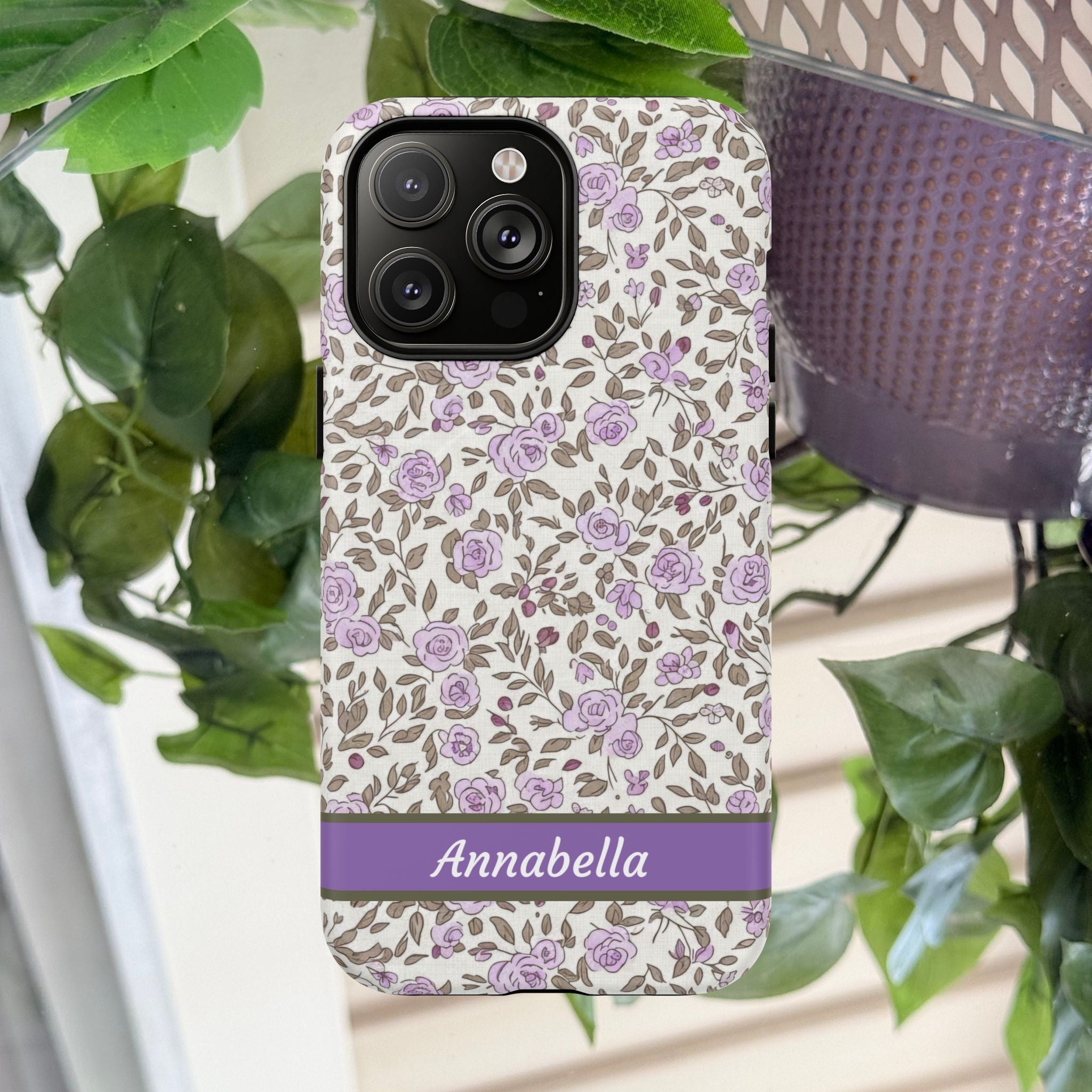 Personalized Lavender Floral Tough Magnetic Case