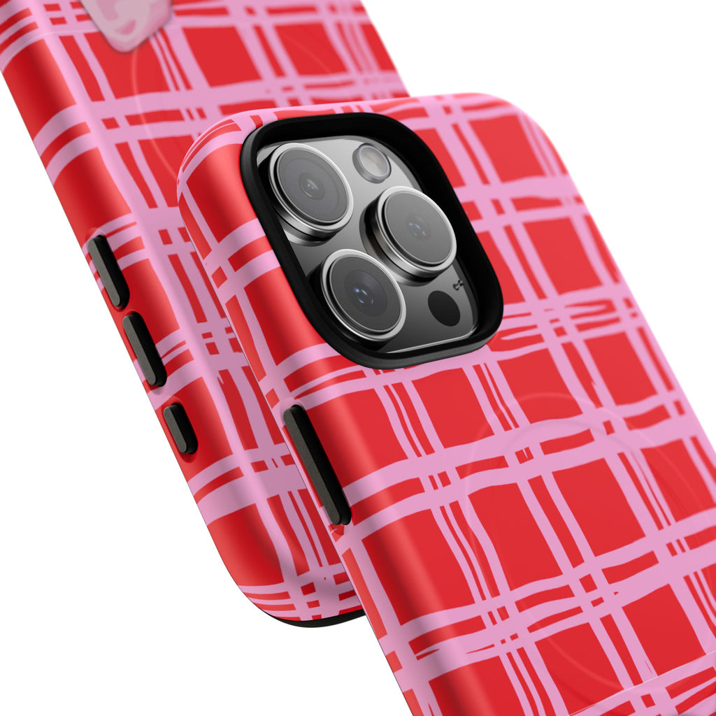 Pink Bow Red & Pink Pattern Tough Magnetic Case