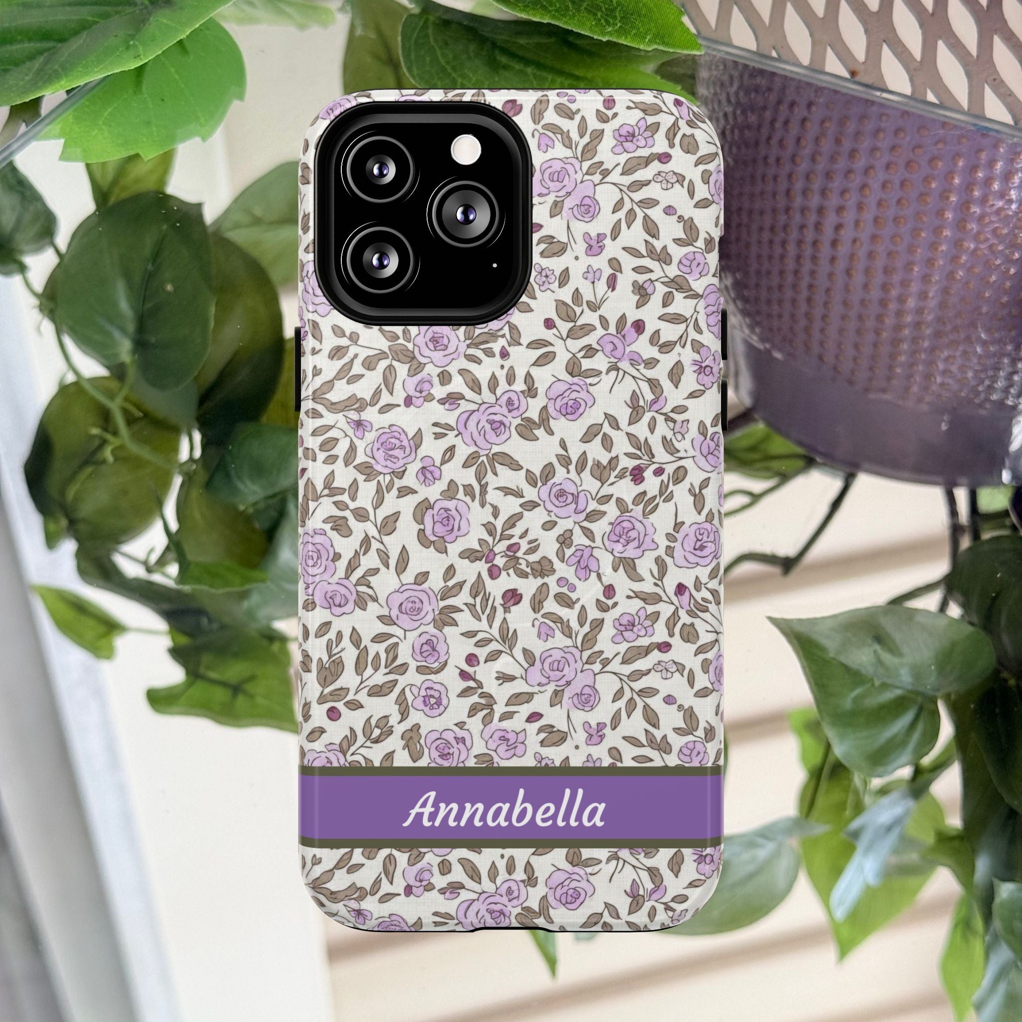 Personalized Lavender Floral Tough Magnetic Case