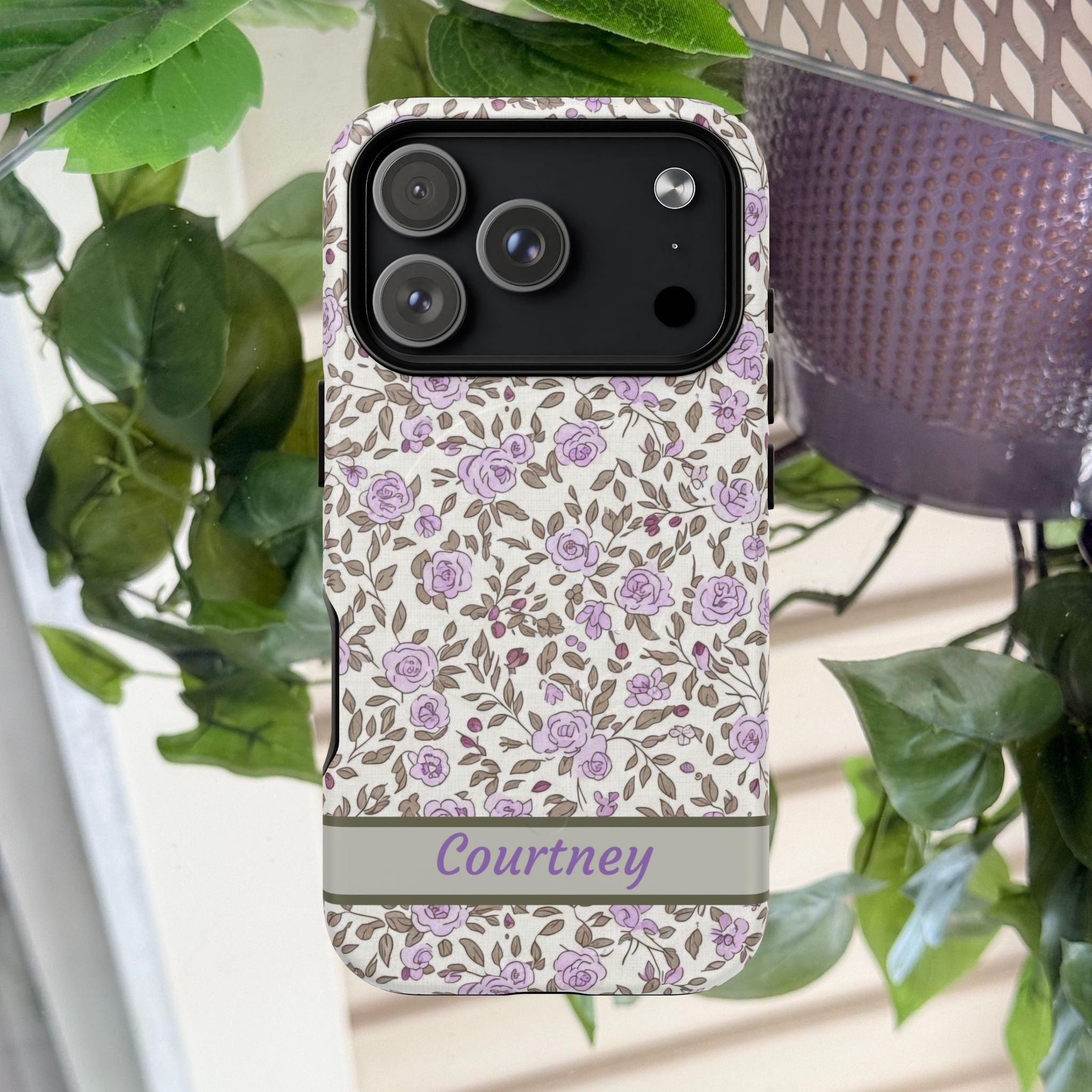Personalized Lavender Floral Tough Magnetic Case