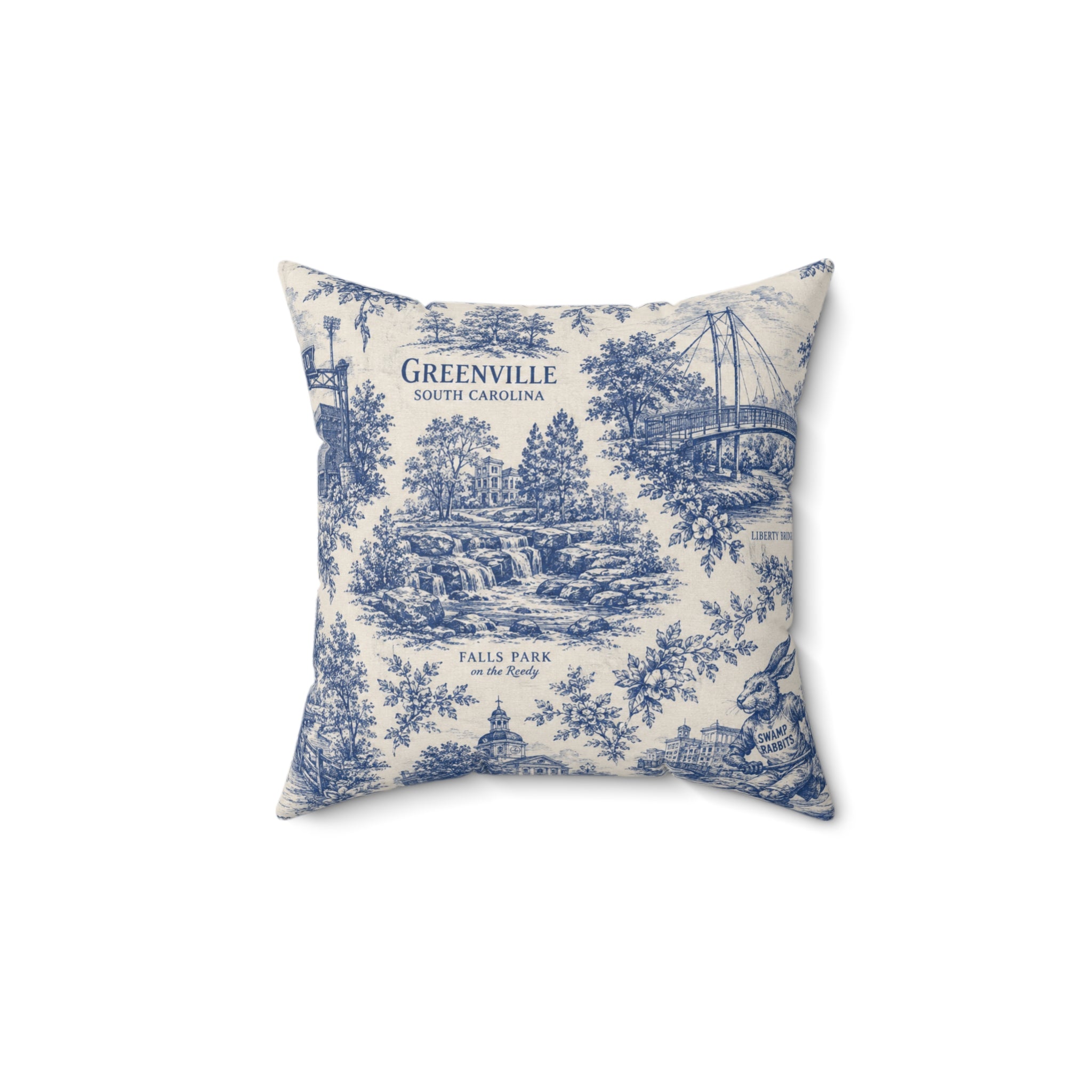 Greenville Toile Square Pillow  Classic Toile Pattern Decorative Pillow