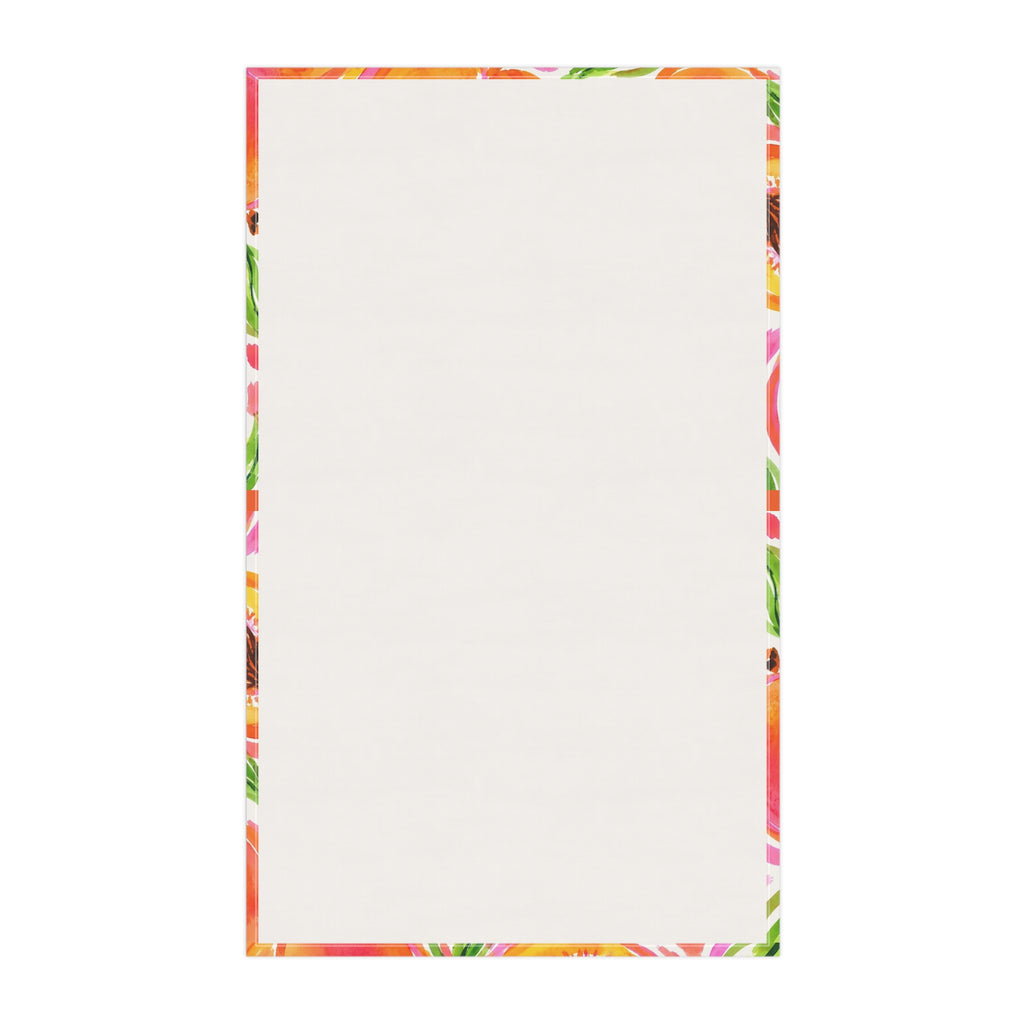 Peach Watercolor Cotton Tea Towel Bright Summer Kitchen Hand Towel