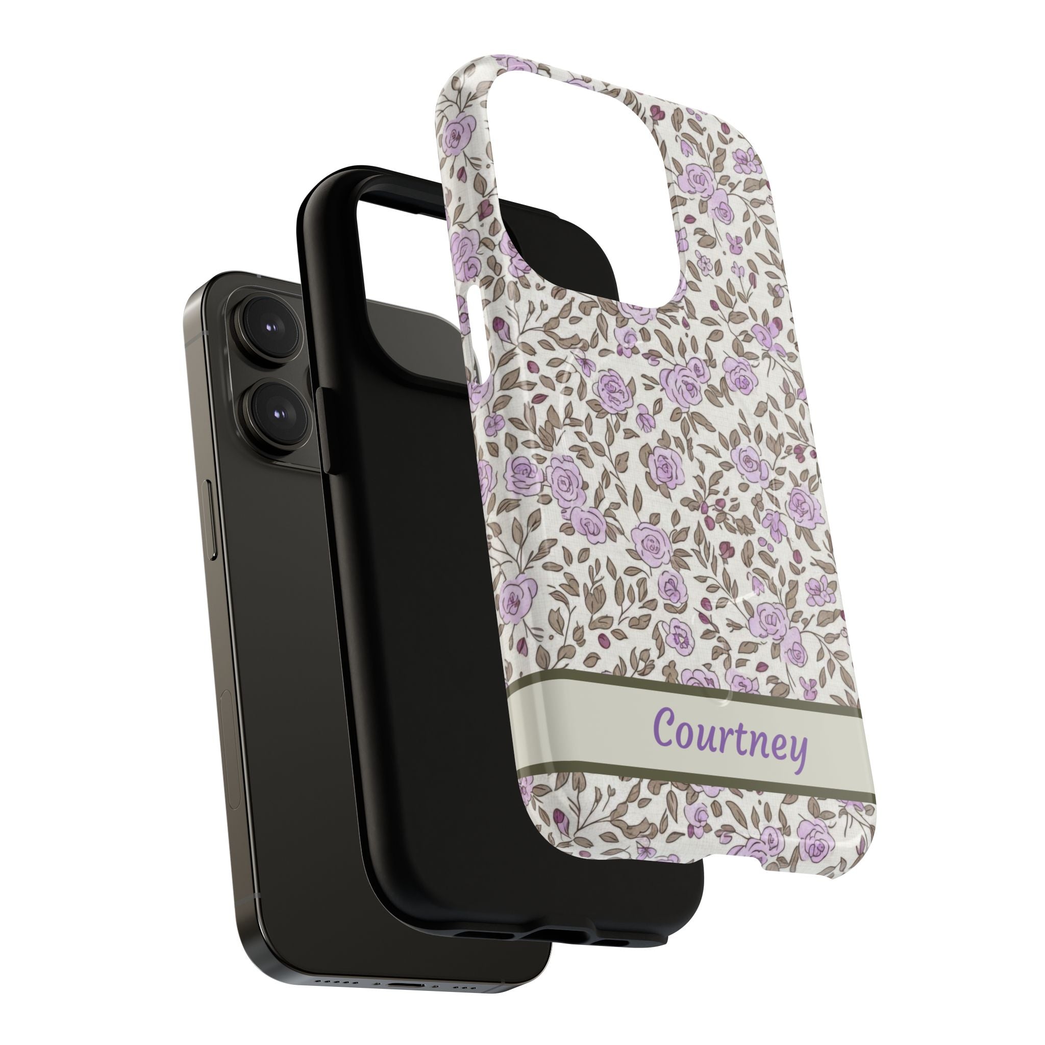 Personalized Lavender Floral iPhone Case — Tough Magnetic Protective Case
