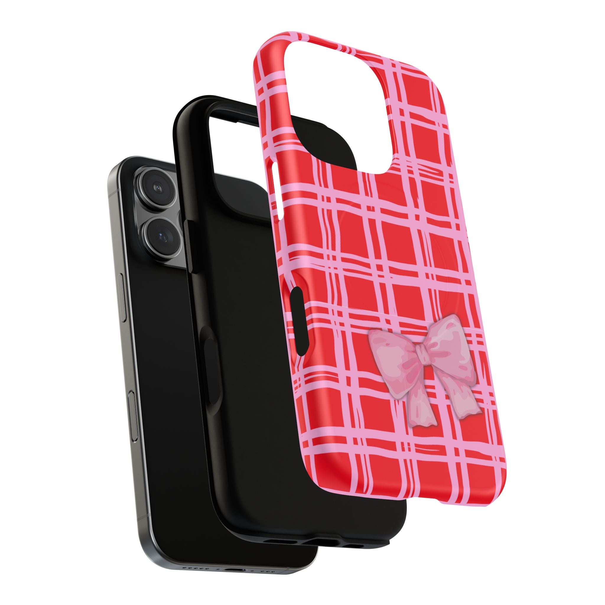 Pink Bow Red & Pink Pattern Tough Magnetic Case