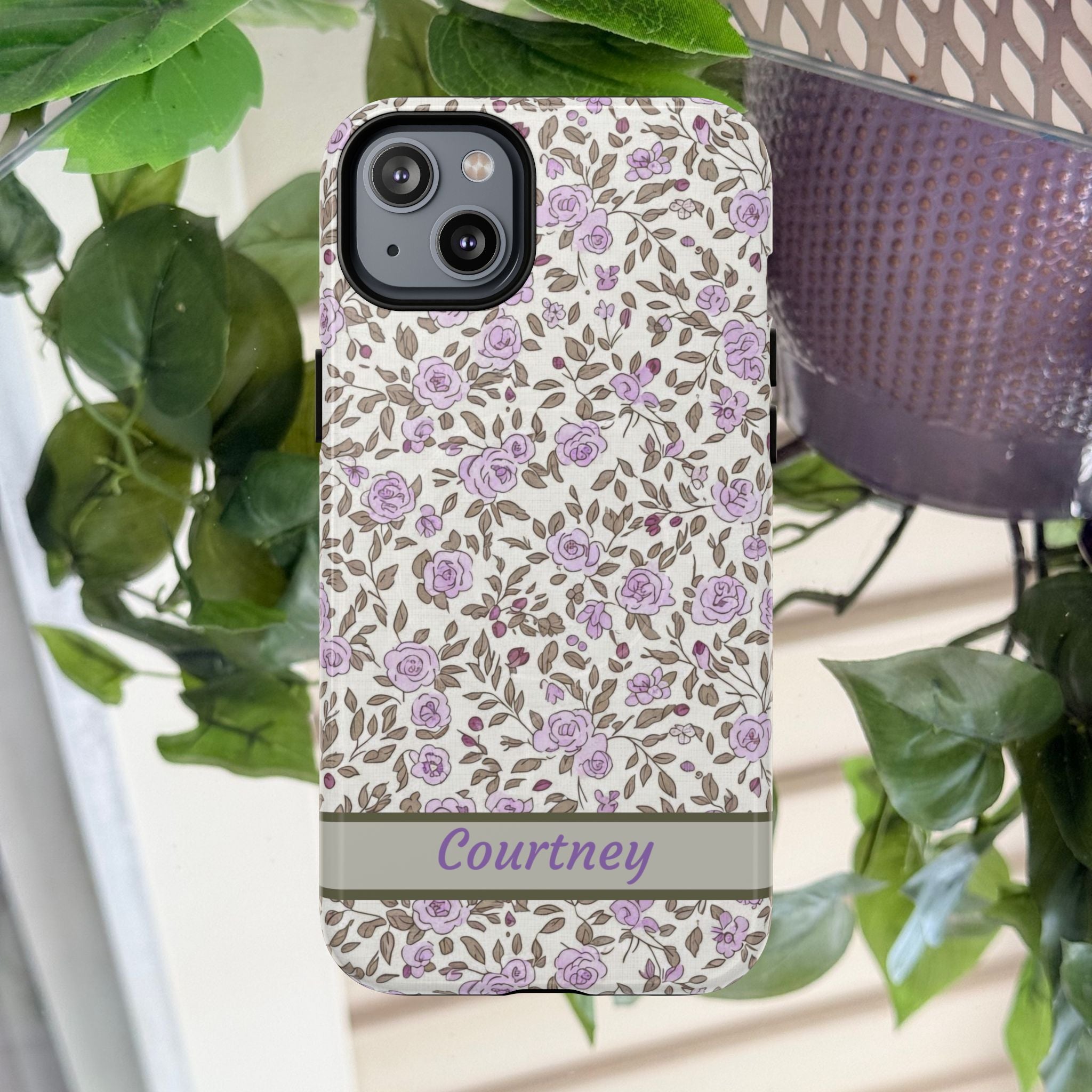 Personalized Lavender Floral Tough Magnetic Case