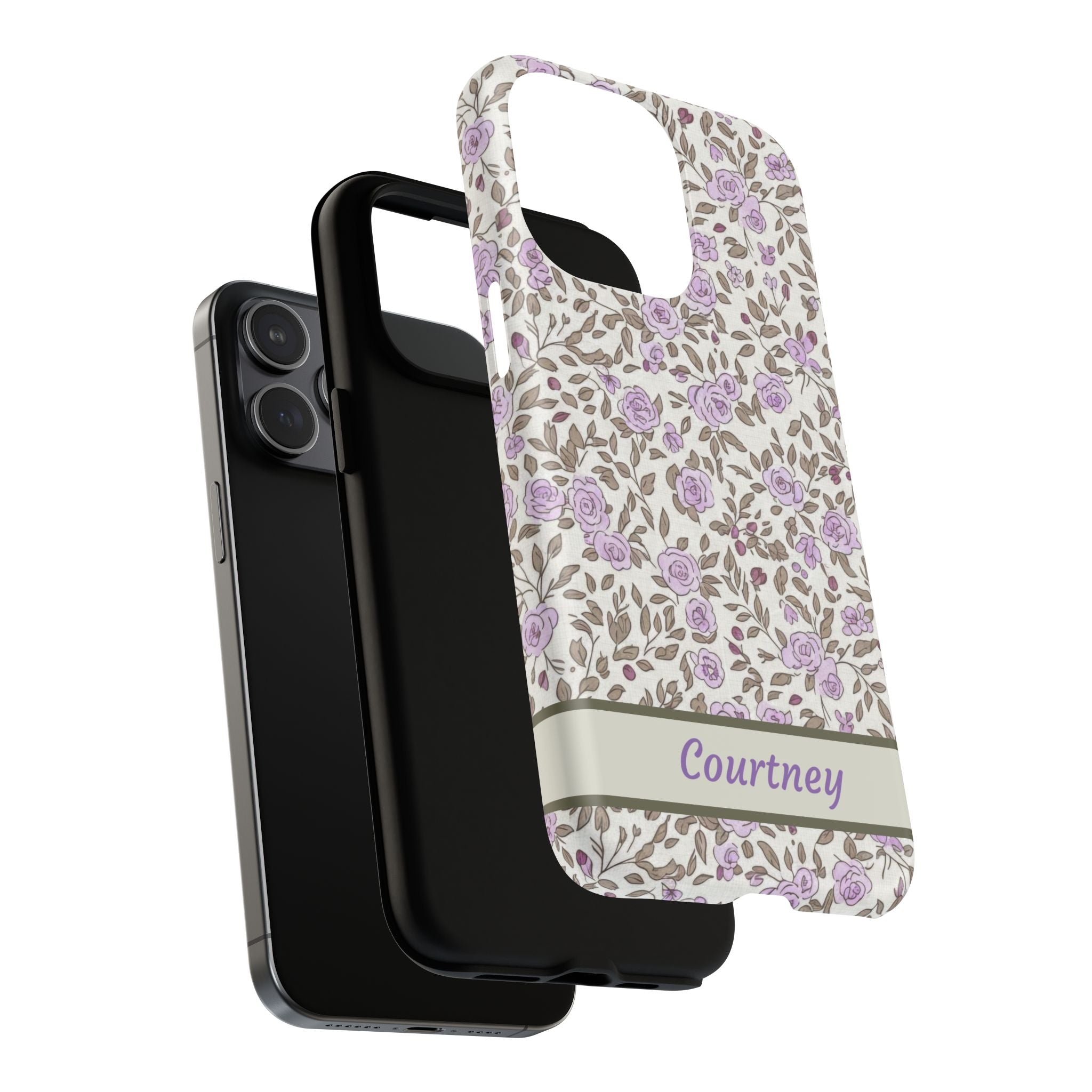 Personalized Lavender Floral iPhone Case — Tough Magnetic Protective Case