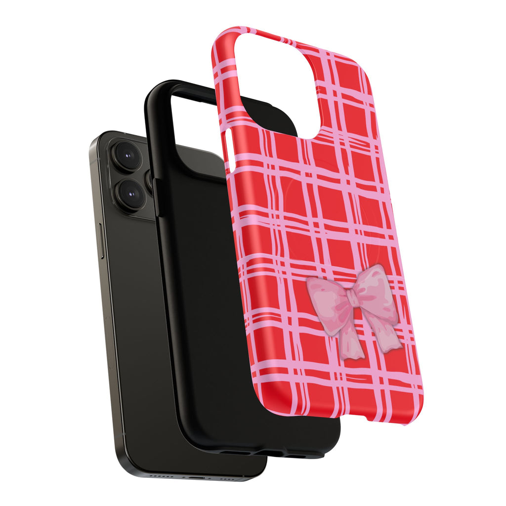 Pink Bow Red & Pink Pattern Tough Magnetic Case