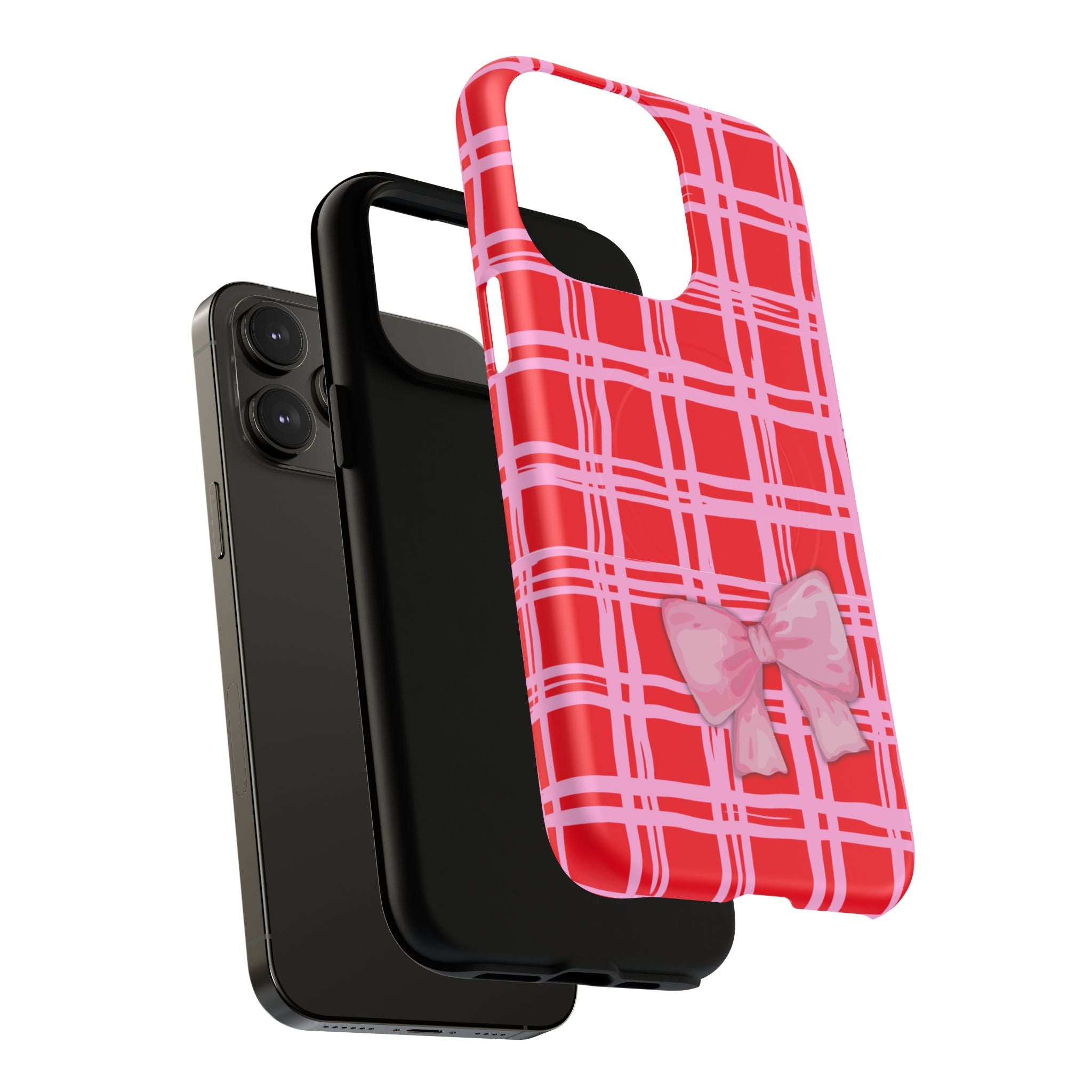 Pink Bow Red & Pink Pattern Tough Magnetic Case